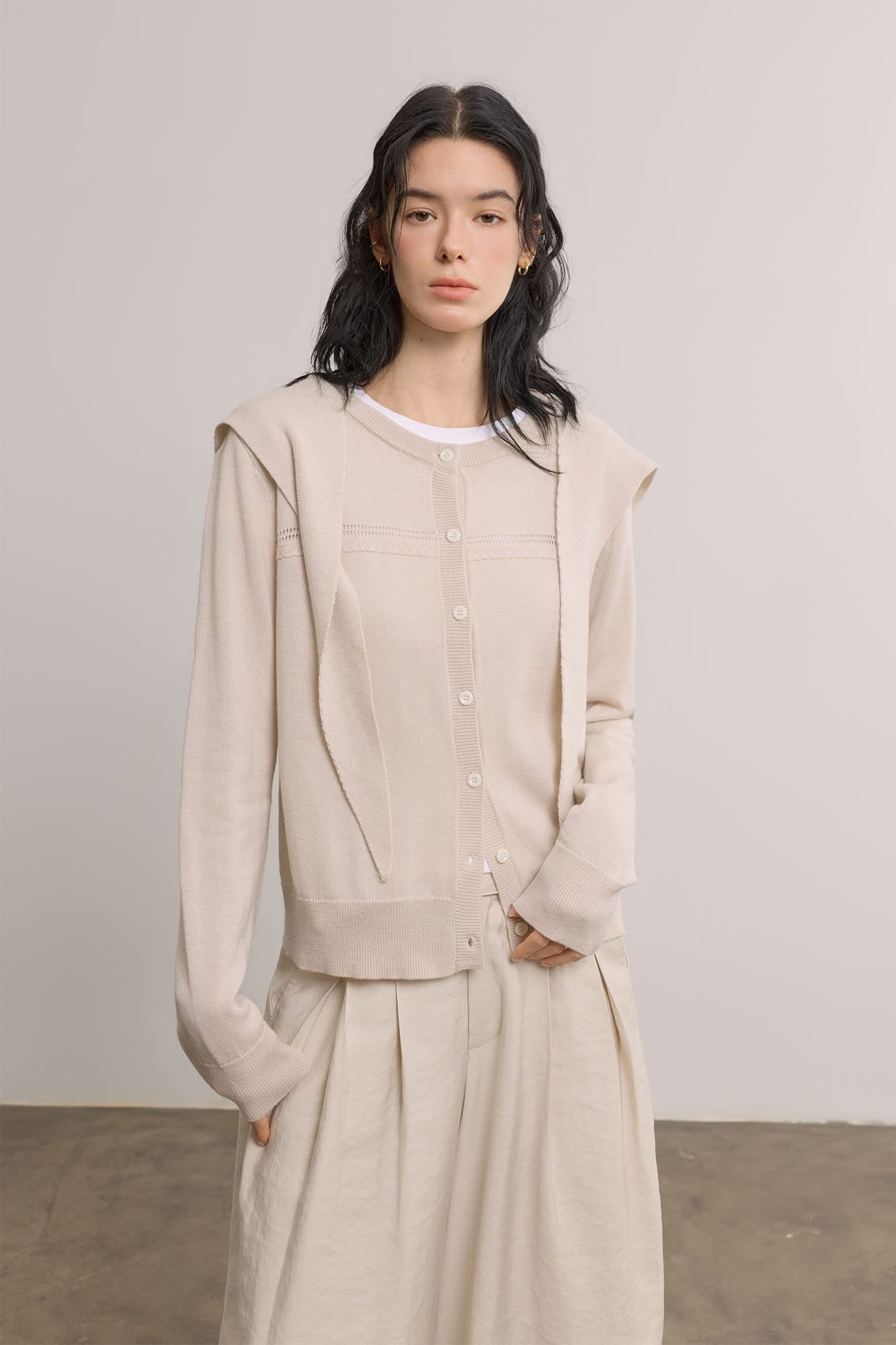 SAME FLOW Faux Layered Wool-Blend Cardigan