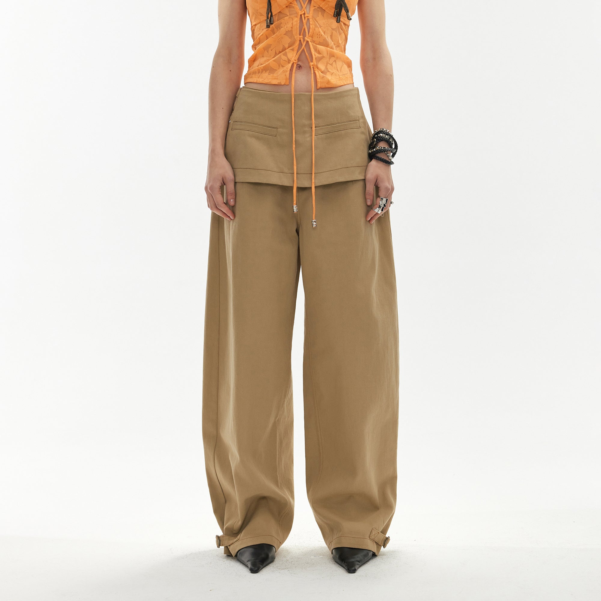 JIUWU PARK Utility Skirt Panel Wide-Leg Pants