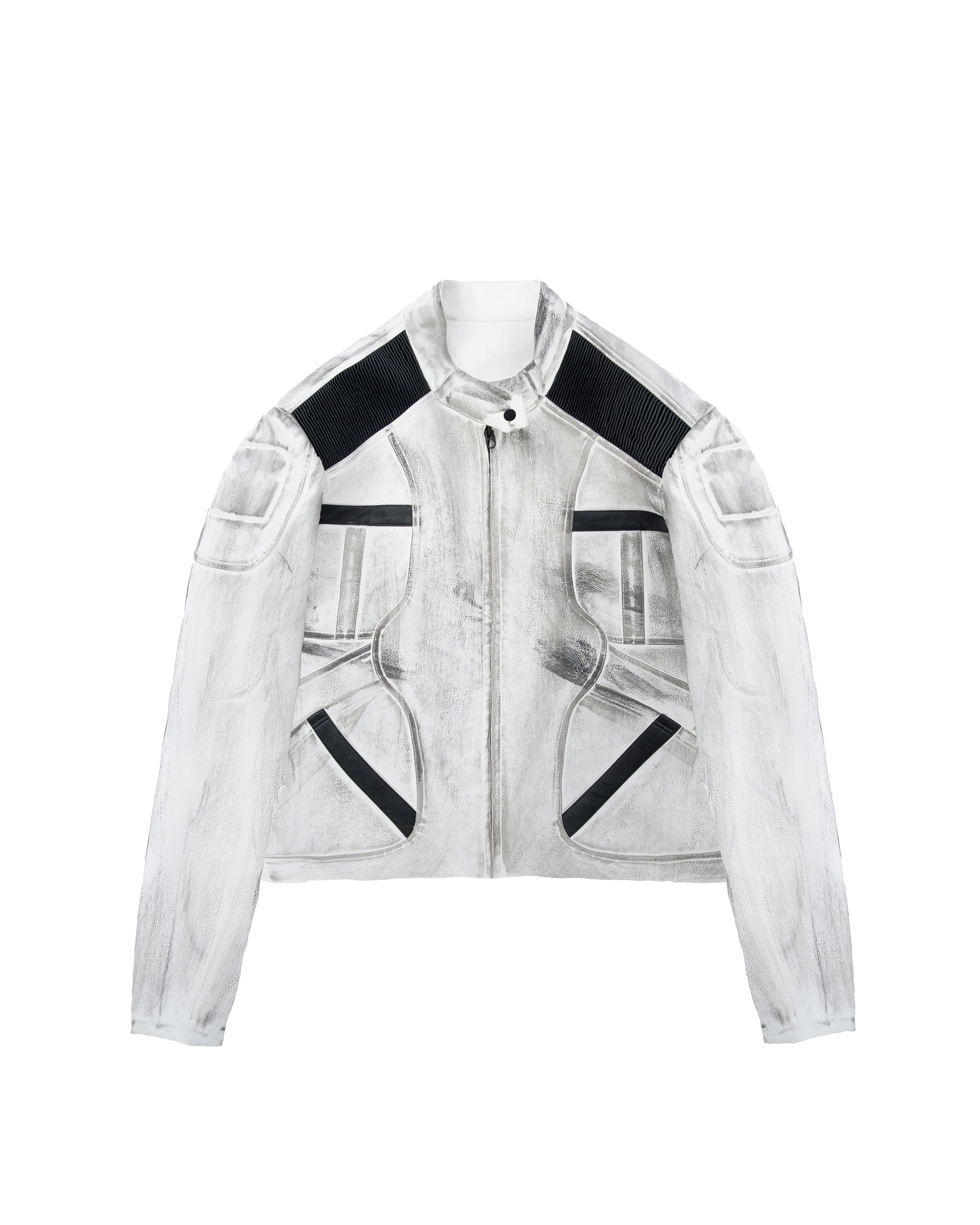 MOGONGSHE Distressed Techwear PU Moto Jacket