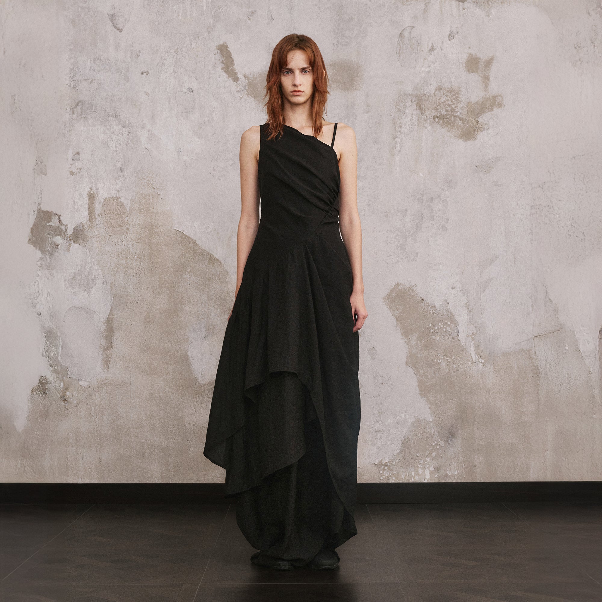 ILNya Nieternite Nifutur Asymmetrical Layered Ruched Maxi Dress