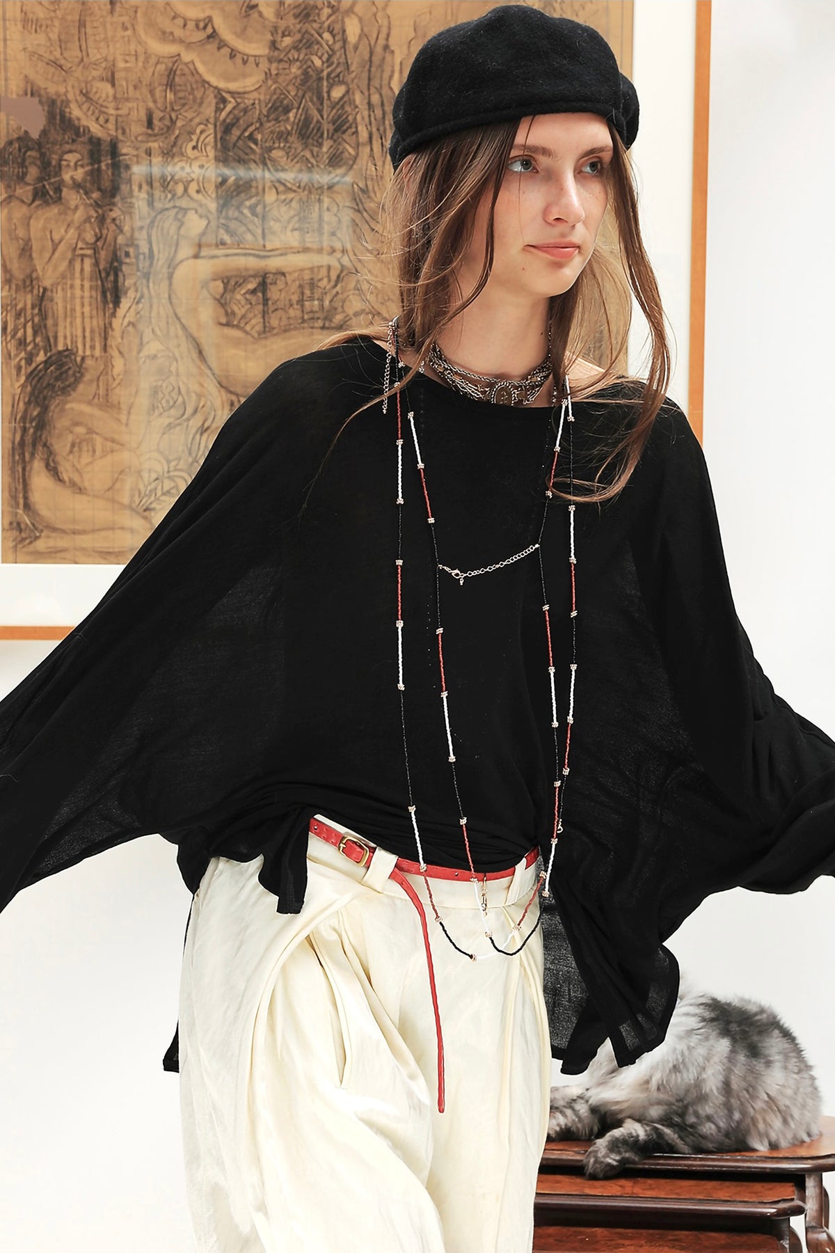 WINGFREE Retro Sheer Relaxed Long-Sleeve Tee