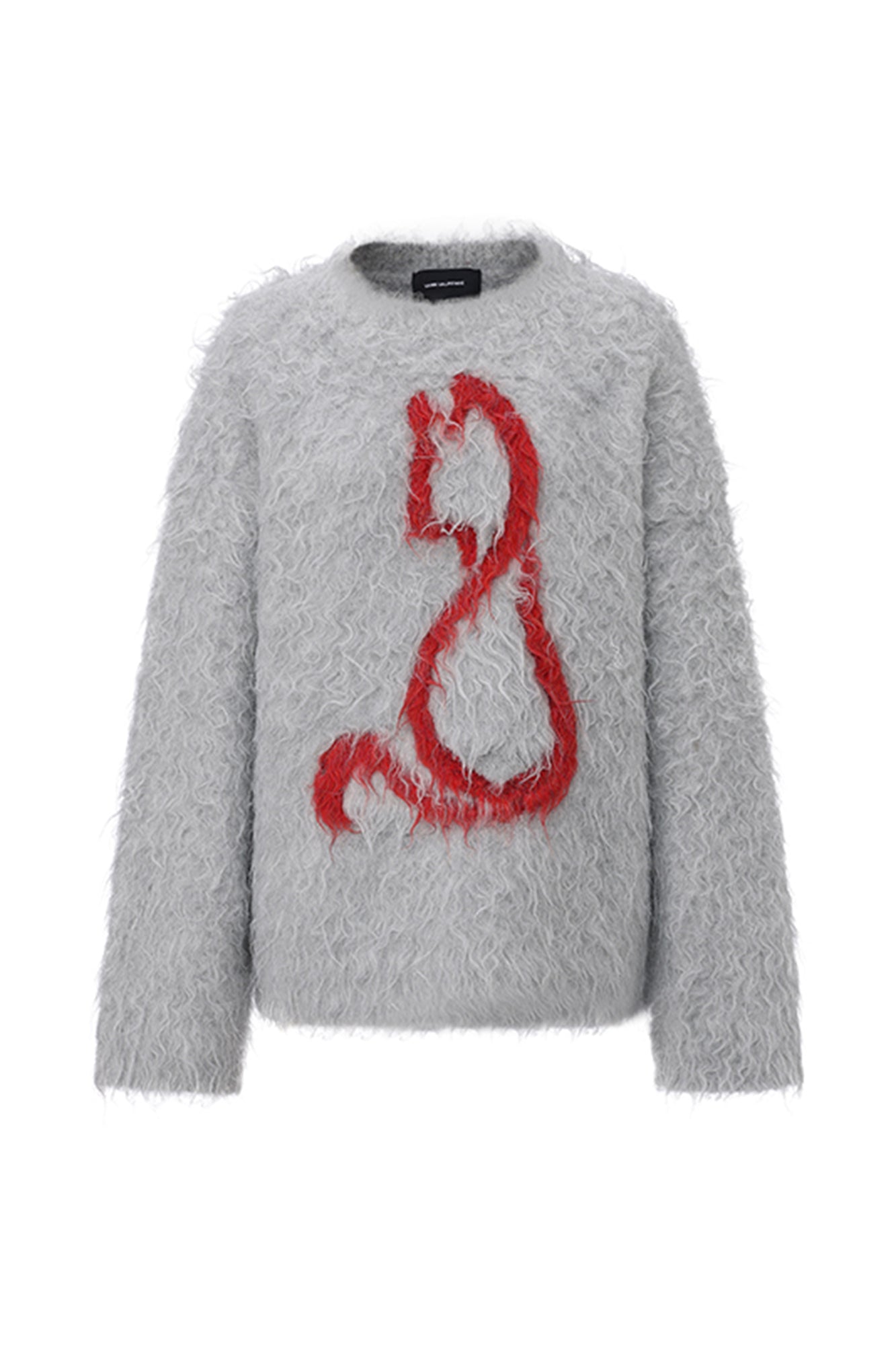 VANN VALRENCE Fuzzy Cat Intarsia Mohair Sweater