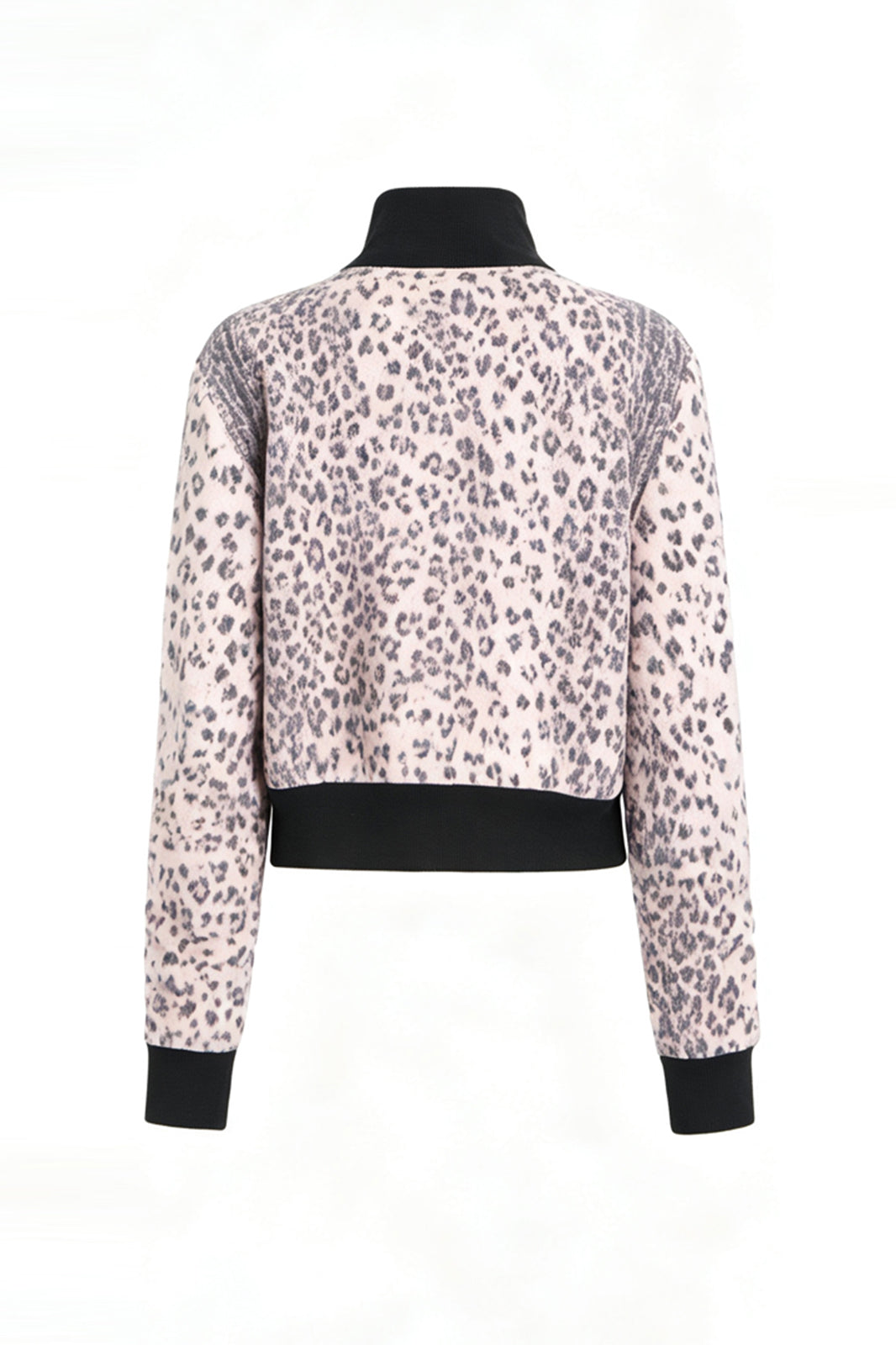 FAYCHUI Leopard Ribbed Contrast Cropped Jacket
