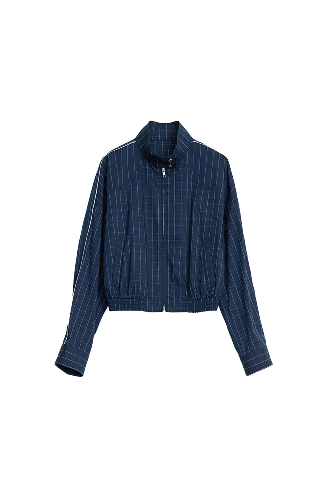 AURA LAND Striped Spliced Oversized Bomber Jacket