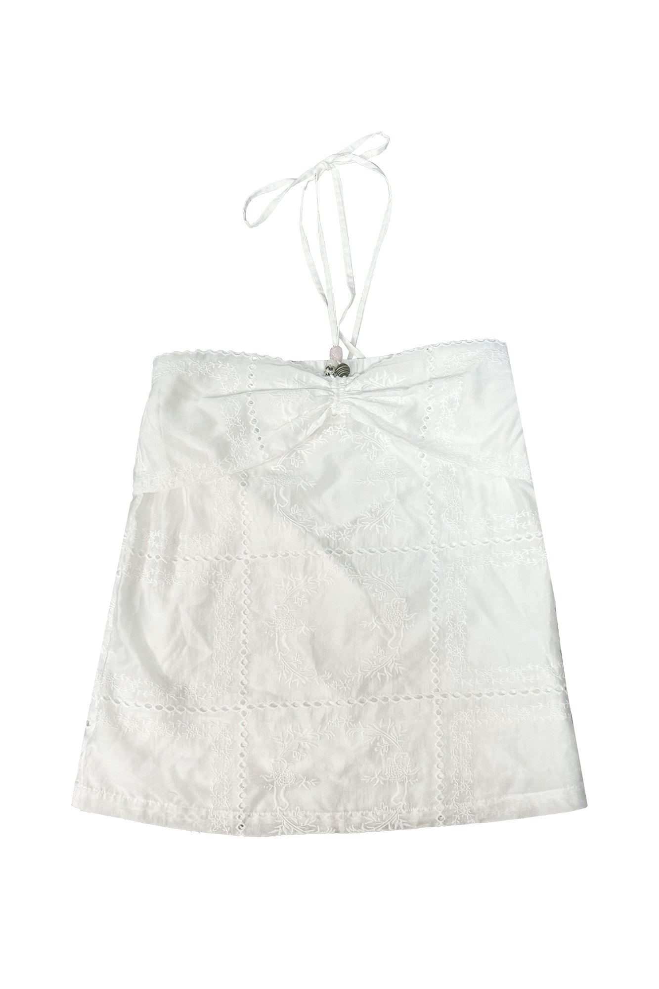 JIUWU PARK Embroidered Bow Halter Top