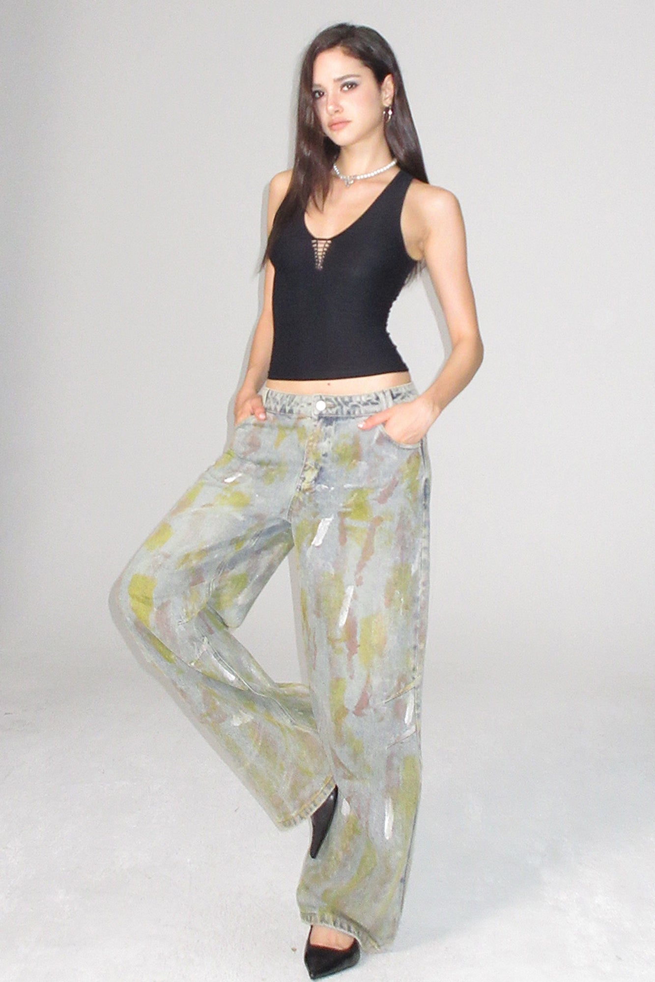 AE30 SAINT Lattice Cut-Out Plunge Tank Top