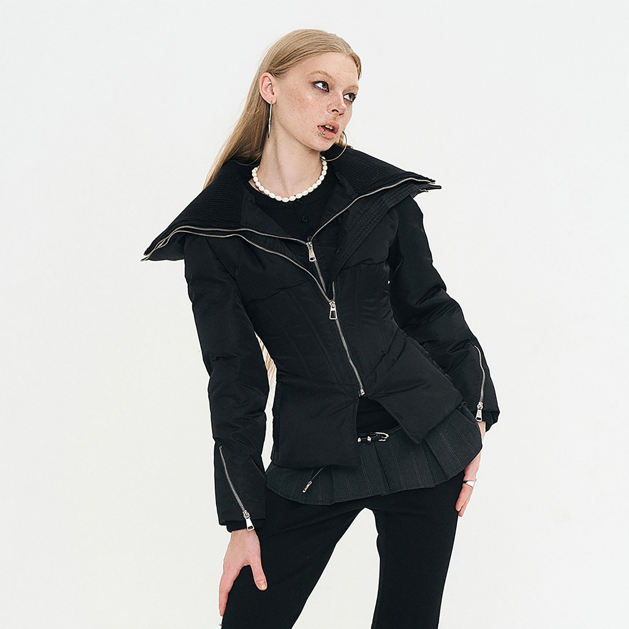 THE NEVERMORE Structured Layered Corset Down Jacket