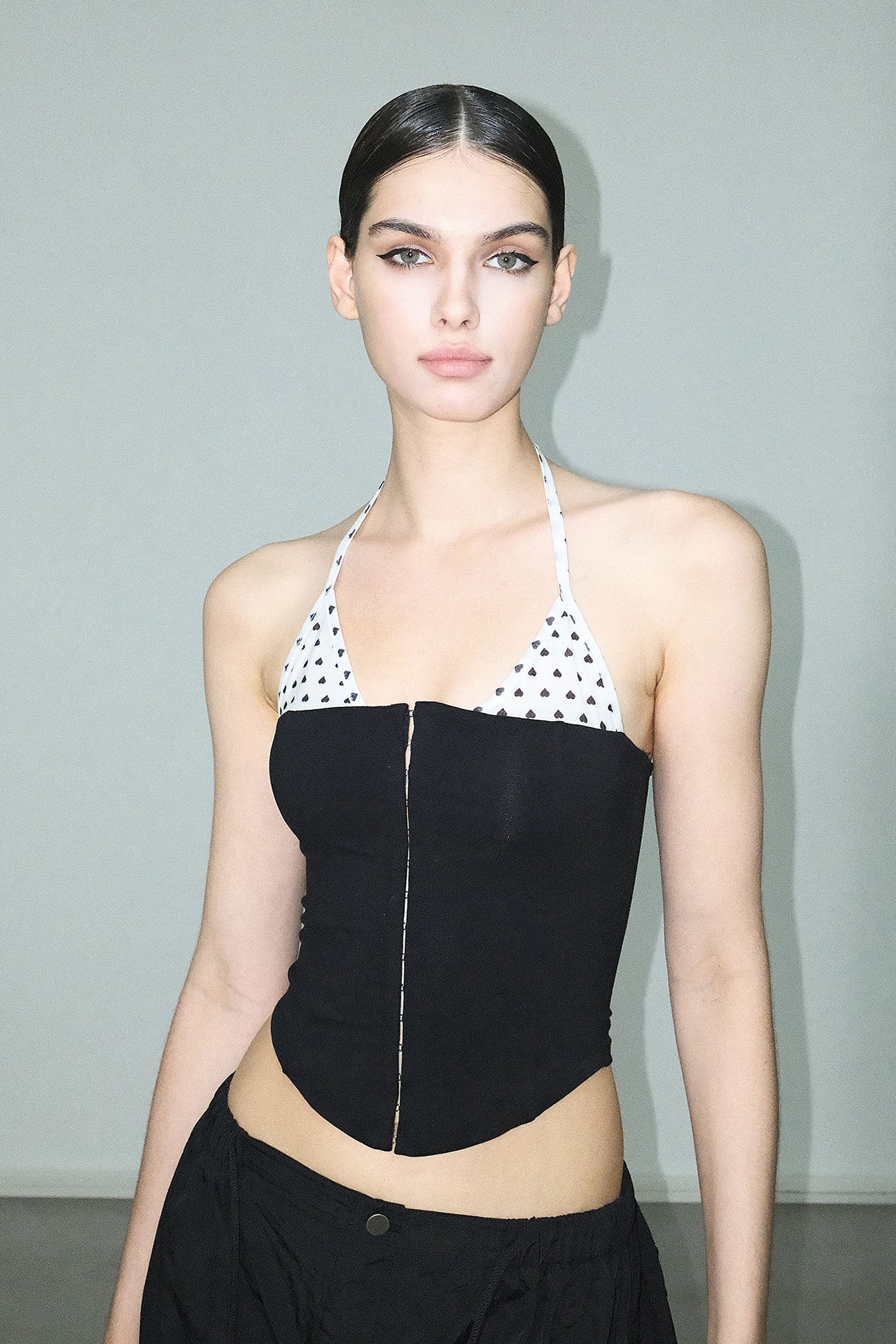 AE30 SAINT Layered Heart Halter Corset Tank Top