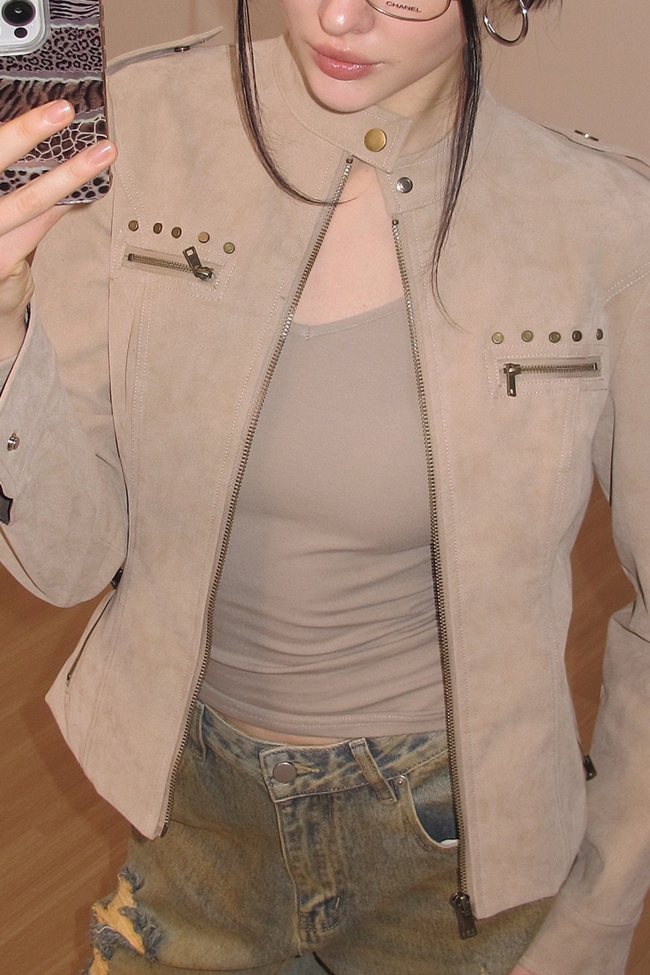 AE30 SAINT Rivet Flocked Cropped Jacket