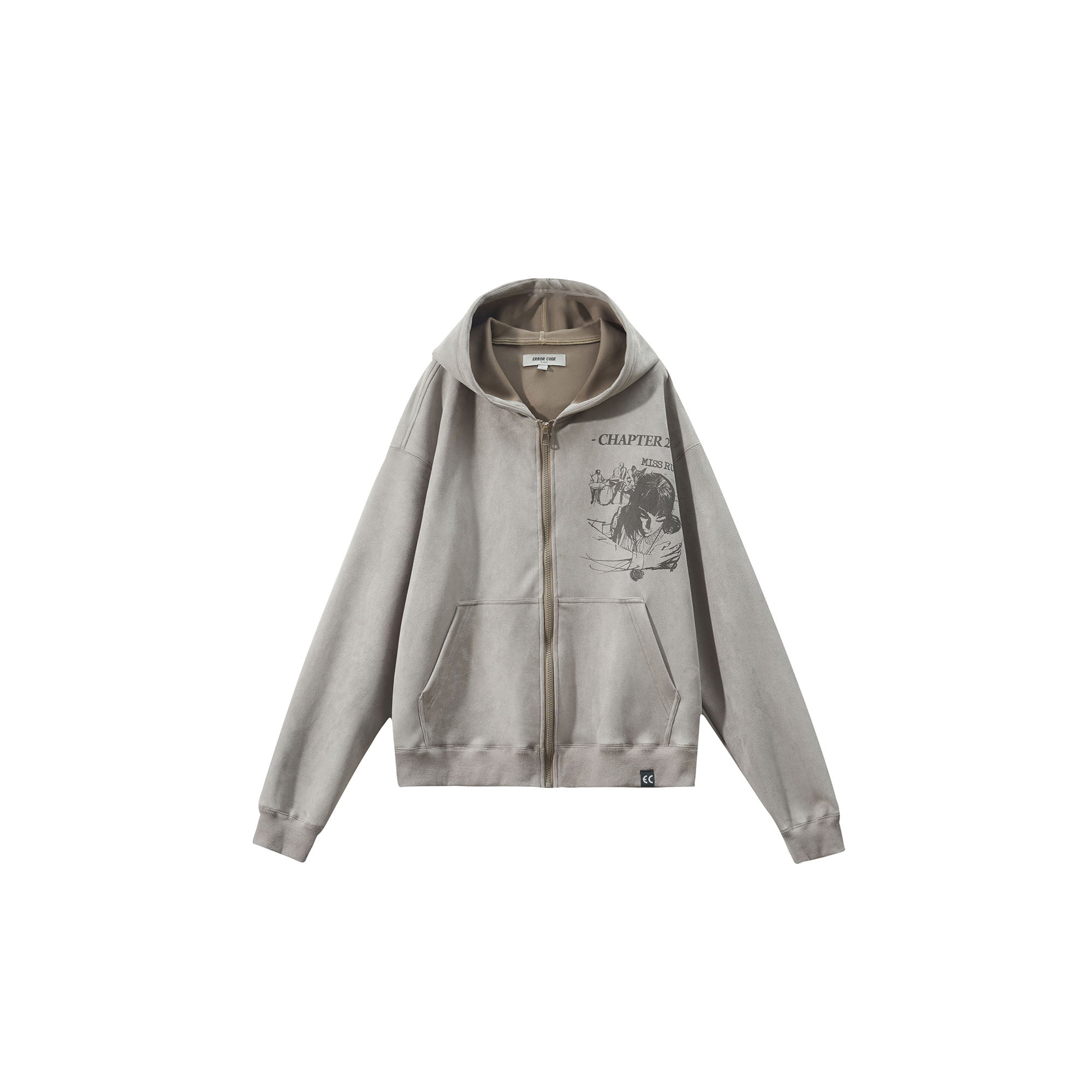 ERROR CODE ROBOT Graphic Suede Zip-Up Hoodie