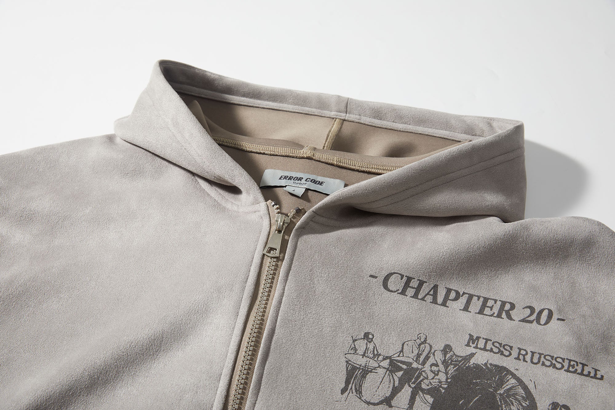 ERROR CODE ROBOT Graphic Suede Zip-Up Hoodie