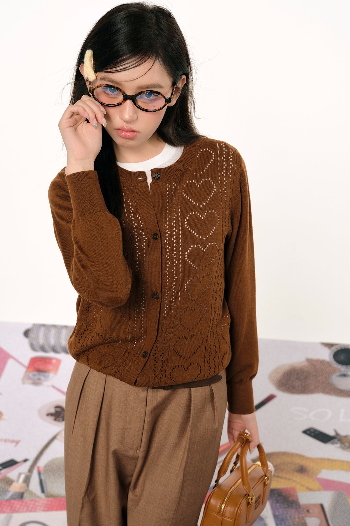 F1OS Cut-Out Heart Cardigan