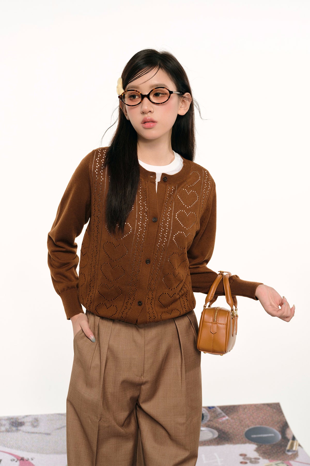 F1OS Cut-Out Heart Cardigan