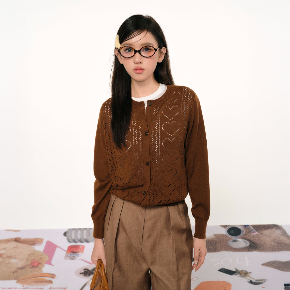 F1OS Cut-Out Heart Cardigan