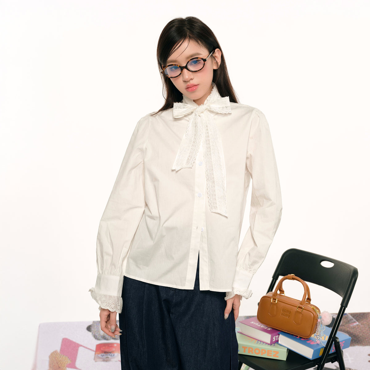 F1OS Bow-Tie Ribbon Collar Shirt