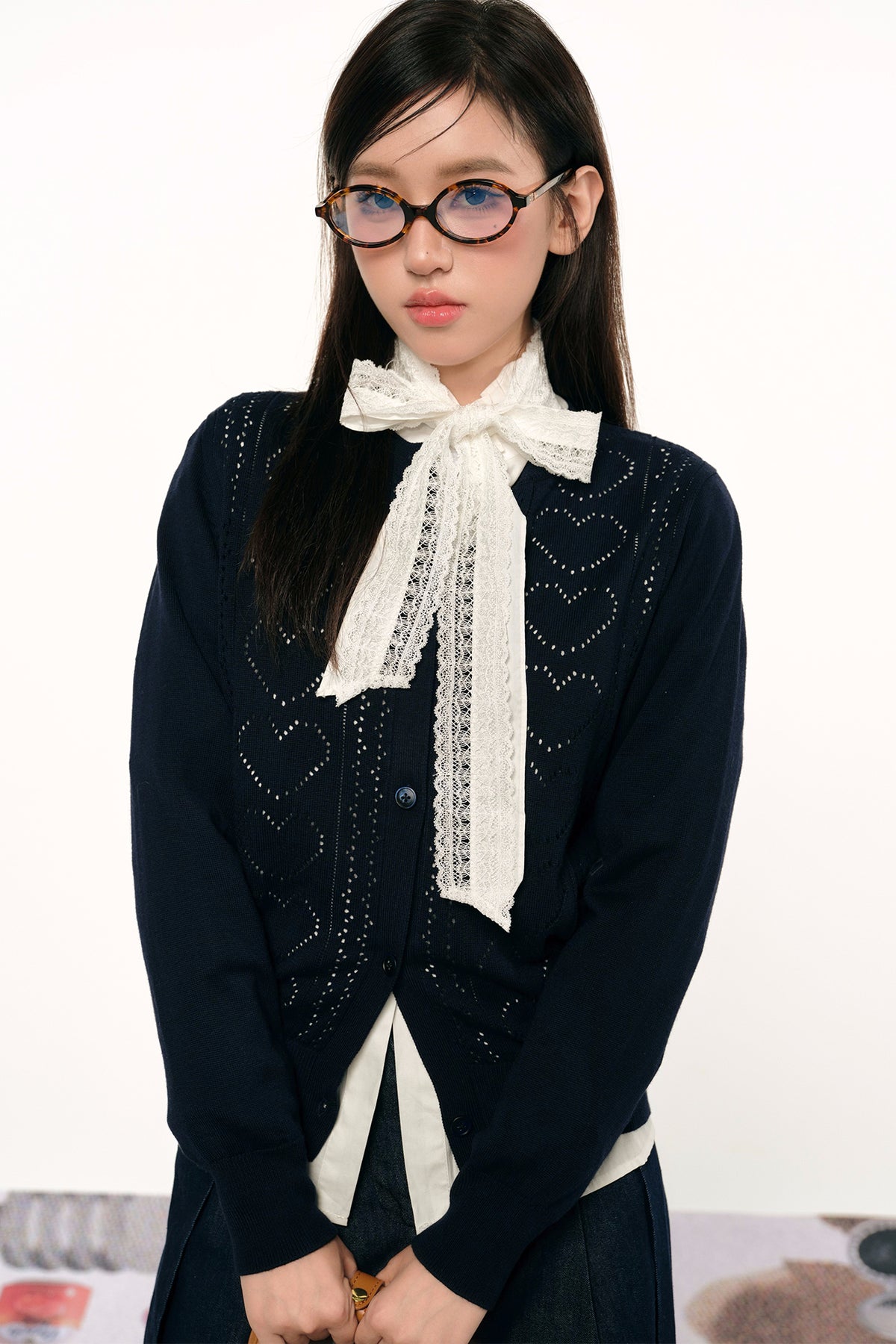F1OS Cut-Out Heart Cardigan