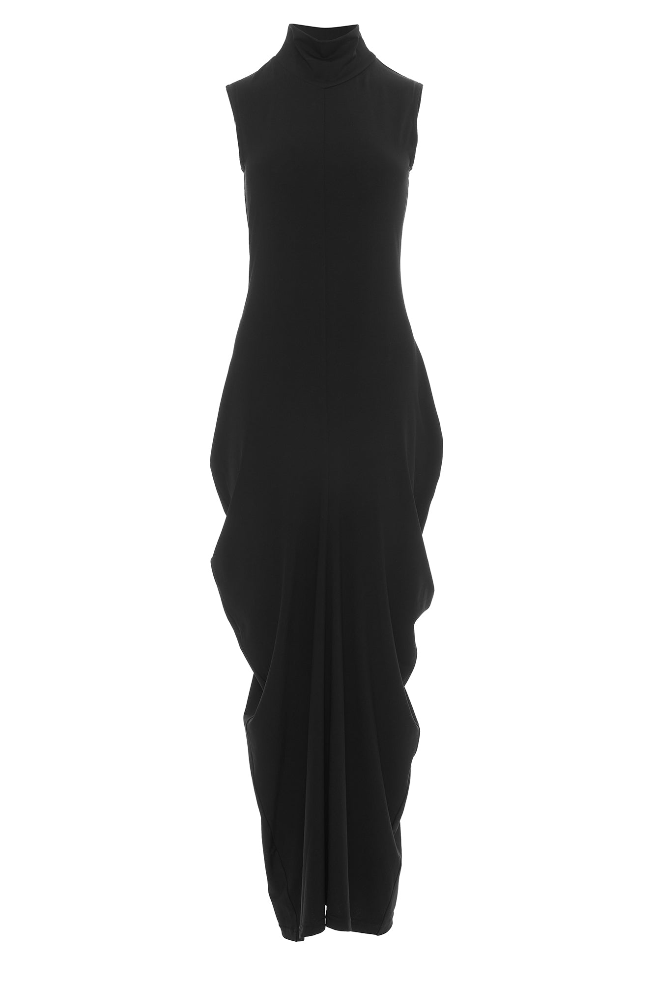 WUHEYIZUO Sleeveless Mock Neck Cocoon Maxi Dress