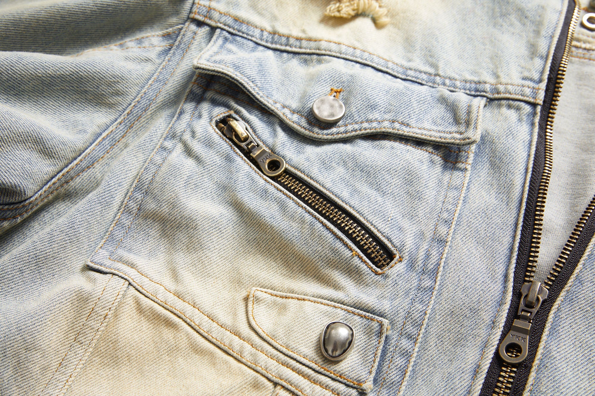 ERROR CODE ROBOT Distressed Washed Cropped Biker Denim Jacket