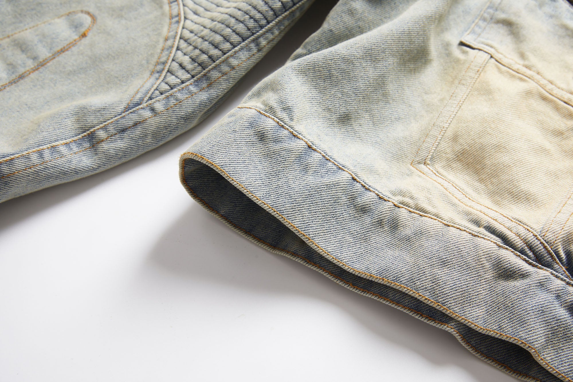 ERROR CODE ROBOT Distressed Washed Cropped Biker Denim Jacket