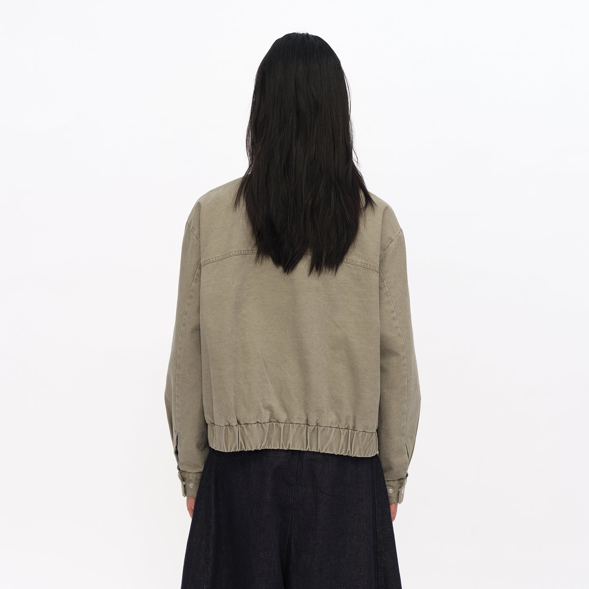 OINIMI Detachable Ruffle-Trim Harrington Jacket