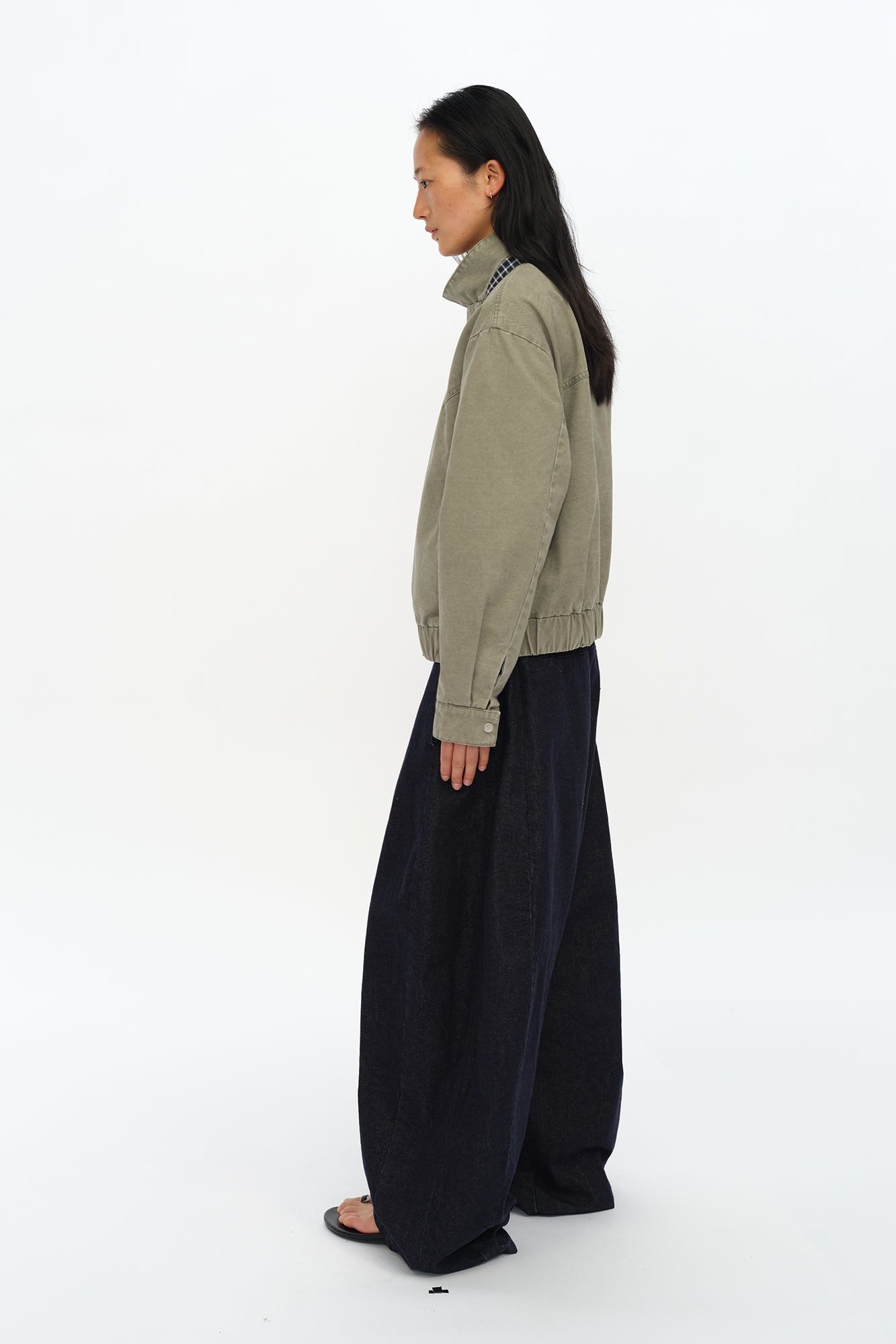 OINIMI Detachable Ruffle-Trim Harrington Jacket