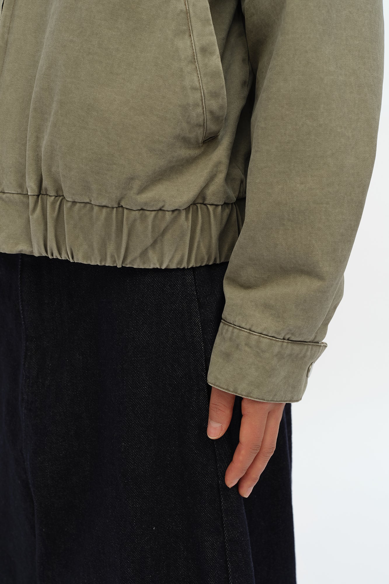 OINIMI Detachable Ruffle-Trim Harrington Jacket