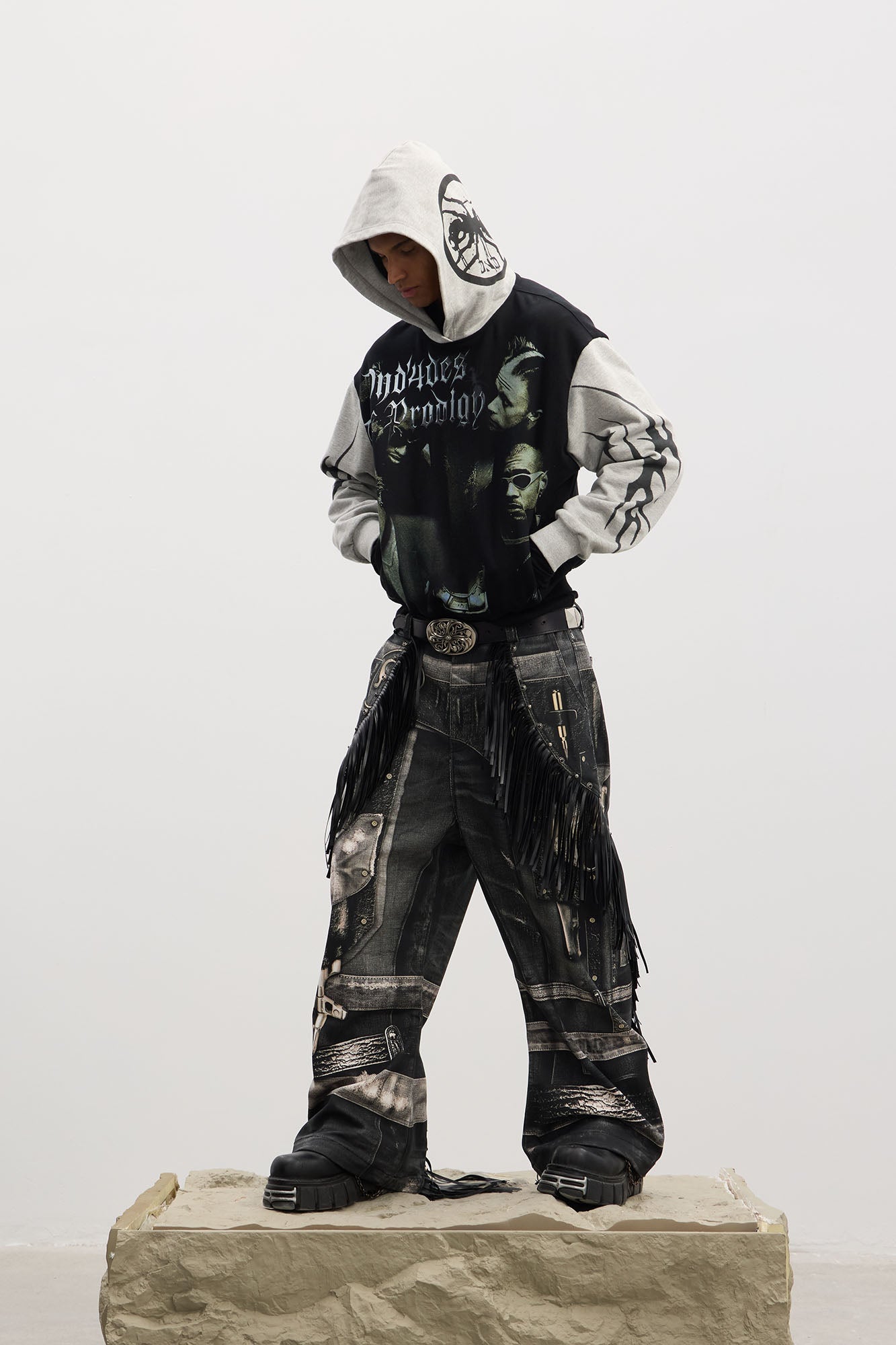 DND4DES Rockstar Full-Print Contrast Hoodie