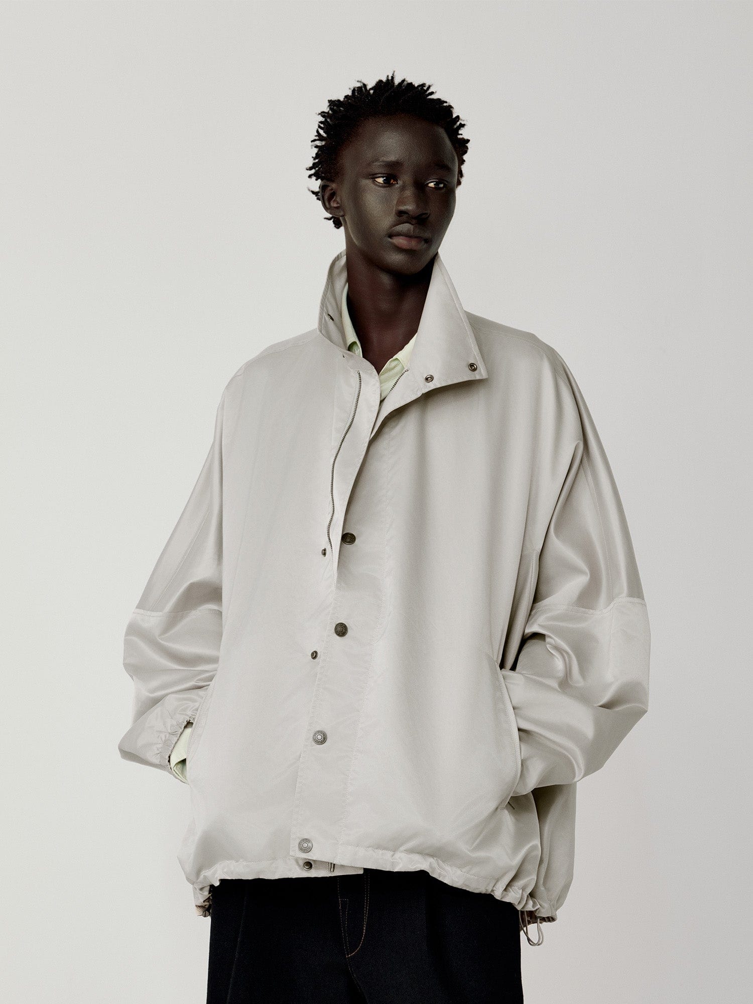 OPICLOTH Satin Batwing Drawstring Oversized Jacket, premium urban and streetwear designers apparel on PROJECTISR.com, OPICLOTH