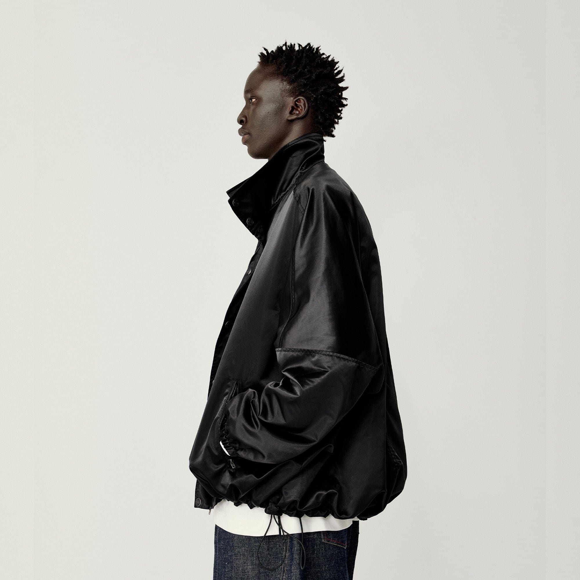 OPICLOTH Satin Batwing Drawstring Oversized Jacket, premium urban and streetwear designers apparel on PROJECTISR.com, OPICLOTH