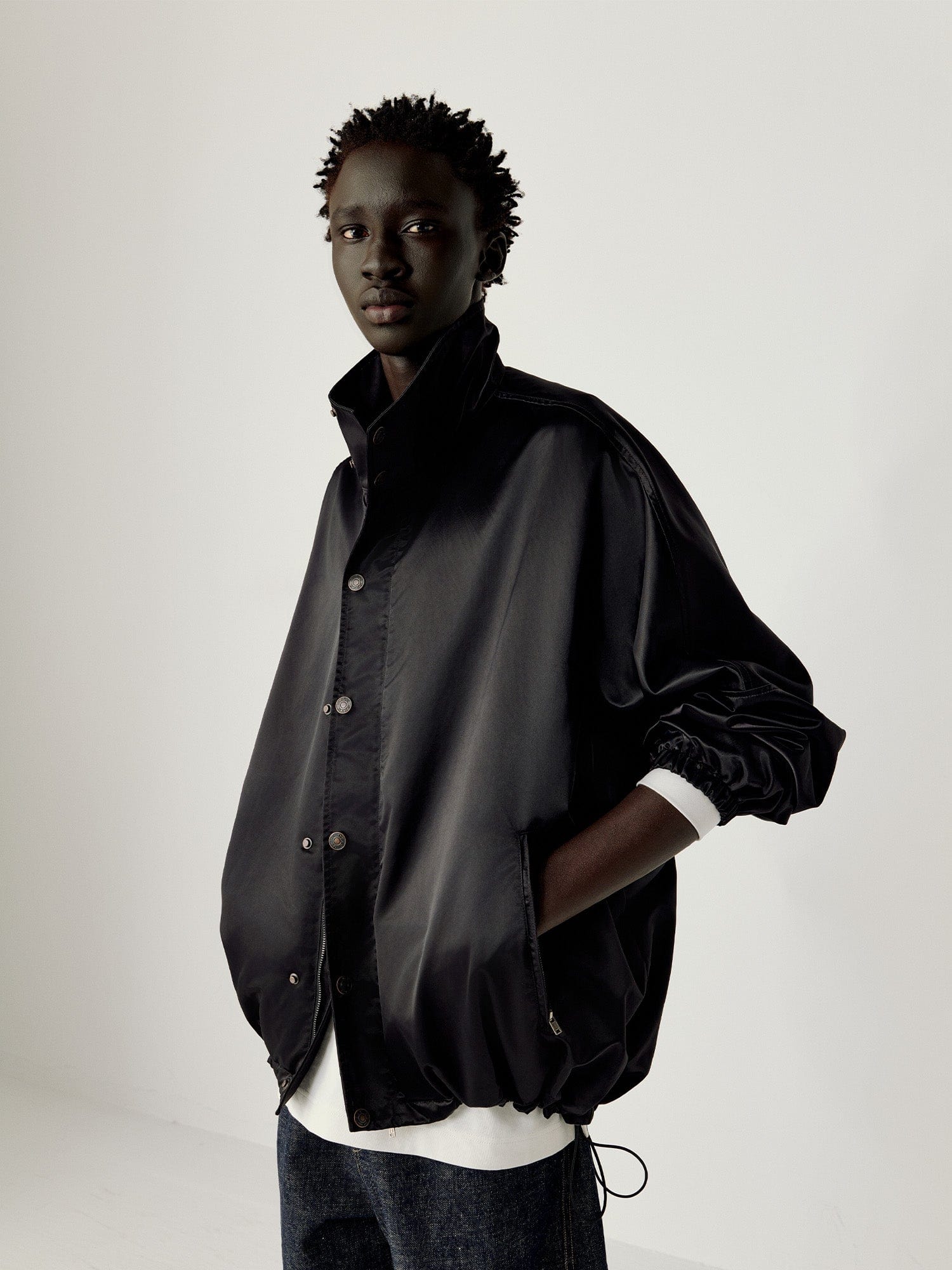OPICLOTH Satin Batwing Drawstring Oversized Jacket, premium urban and streetwear designers apparel on PROJECTISR.com, OPICLOTH