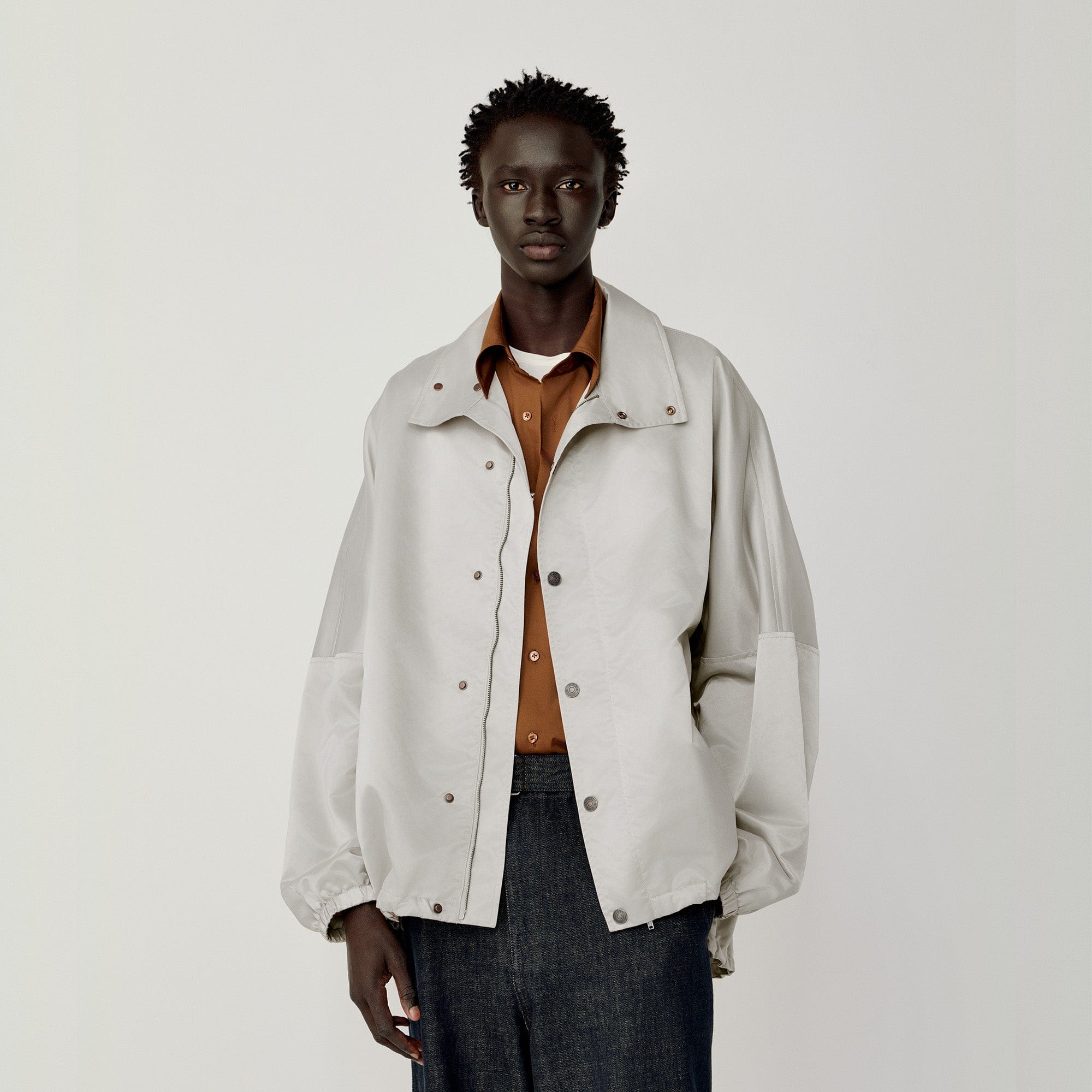 OPICLOTH Satin Batwing Drawstring Oversized Jacket, premium urban and streetwear designers apparel on PROJECTISR.com, OPICLOTH