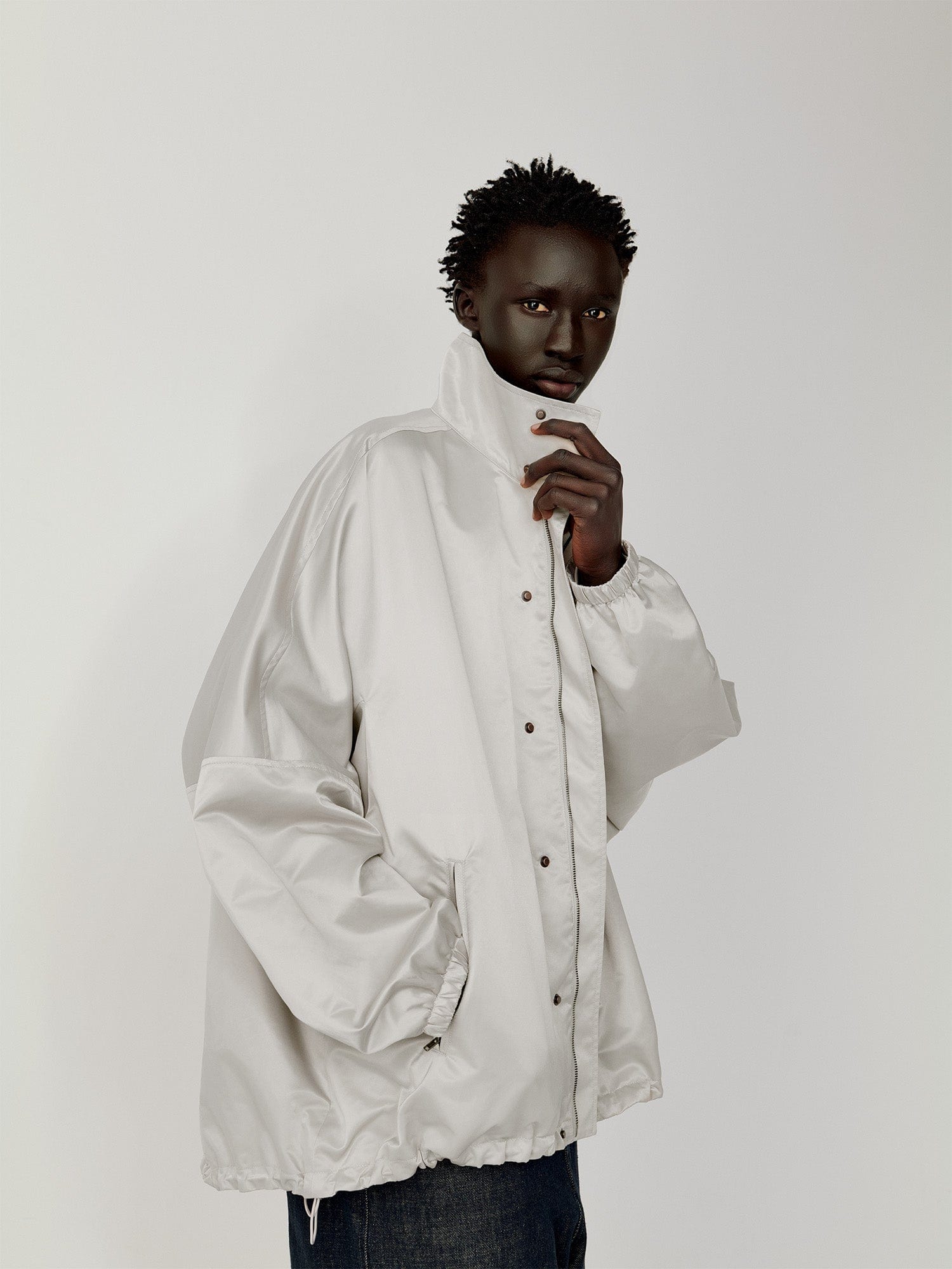 OPICLOTH Satin Batwing Drawstring Oversized Jacket, premium urban and streetwear designers apparel on PROJECTISR.com, OPICLOTH