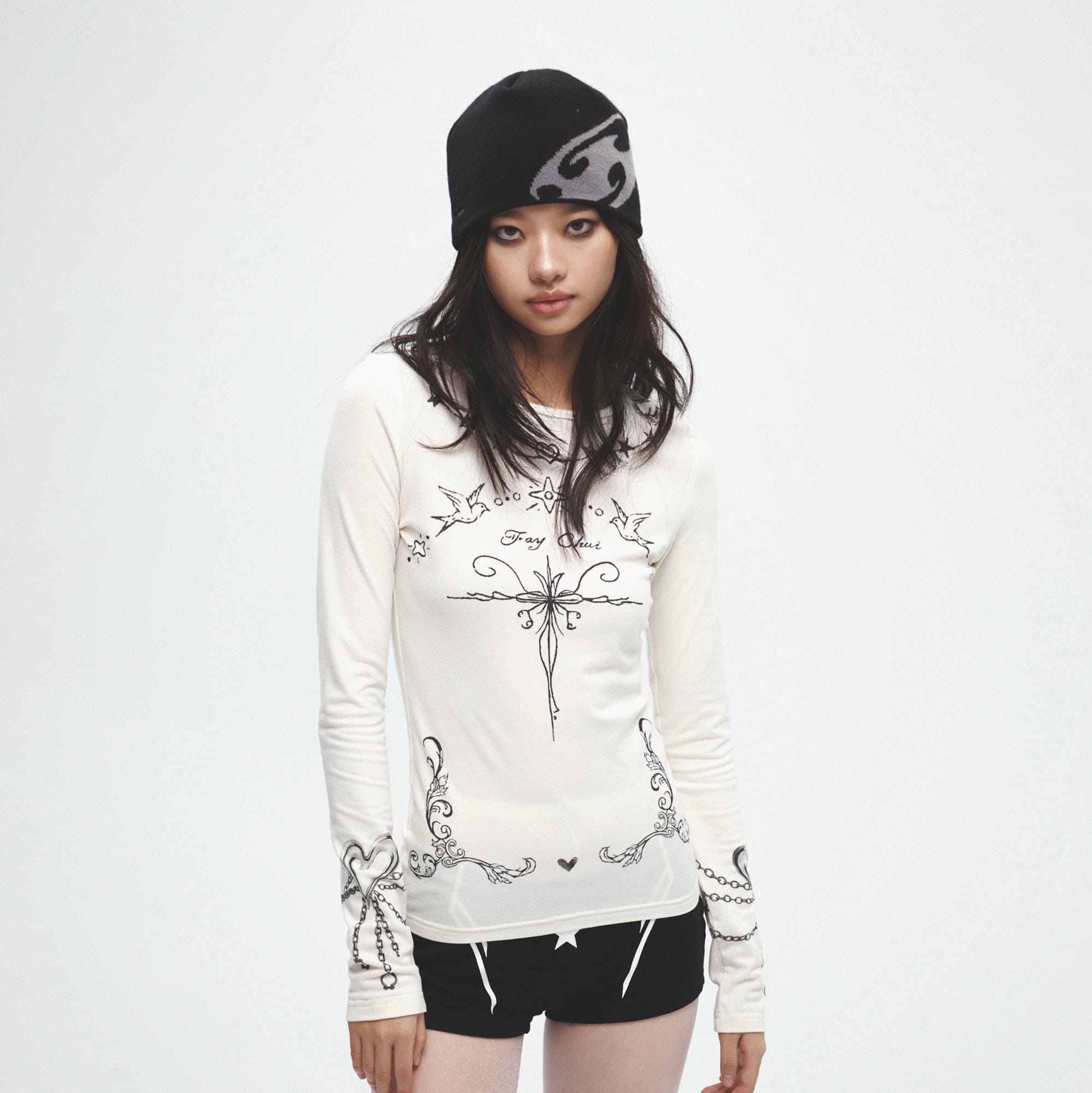 FAYCHUI Sketching Wool-Blend Long Sleeve Tee