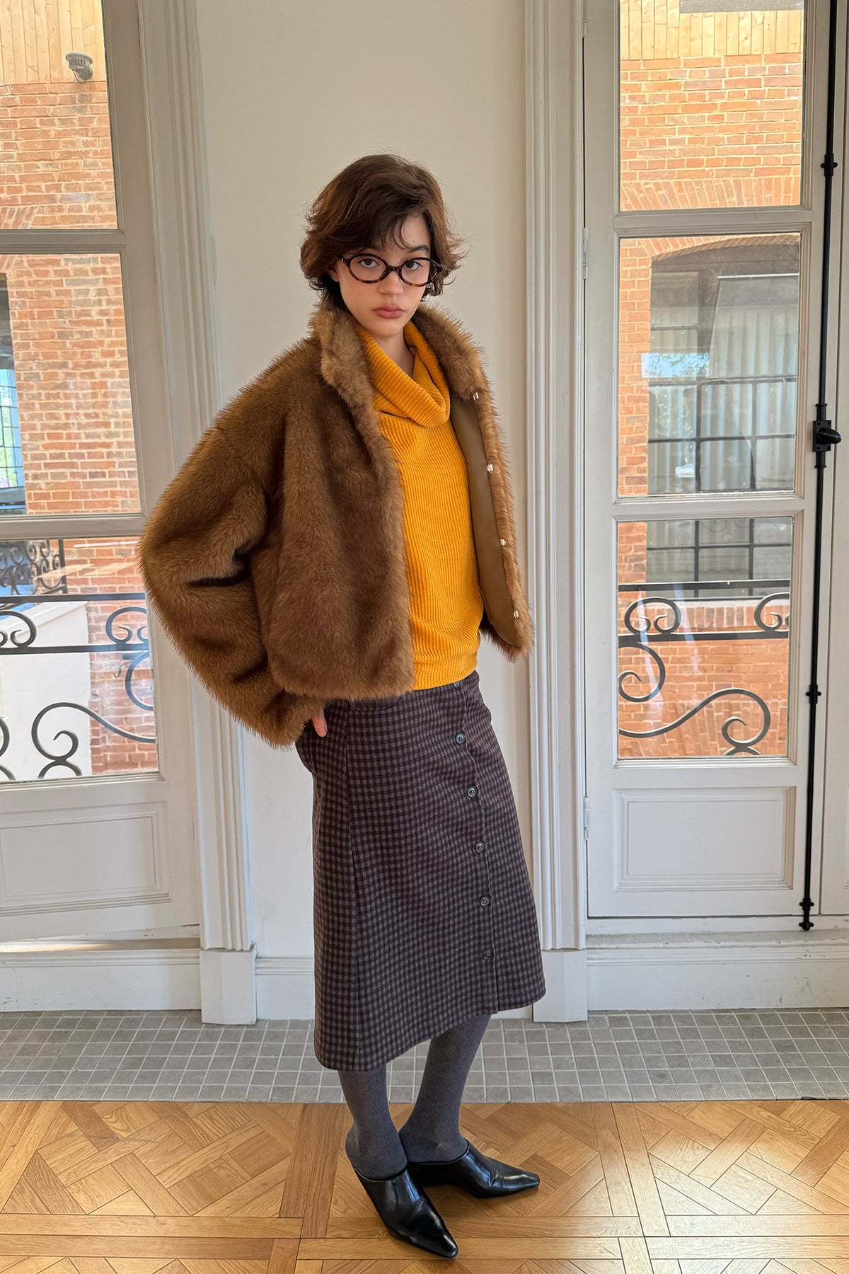 LVETONG Ombre Two-Tone Faux Fur Jacket