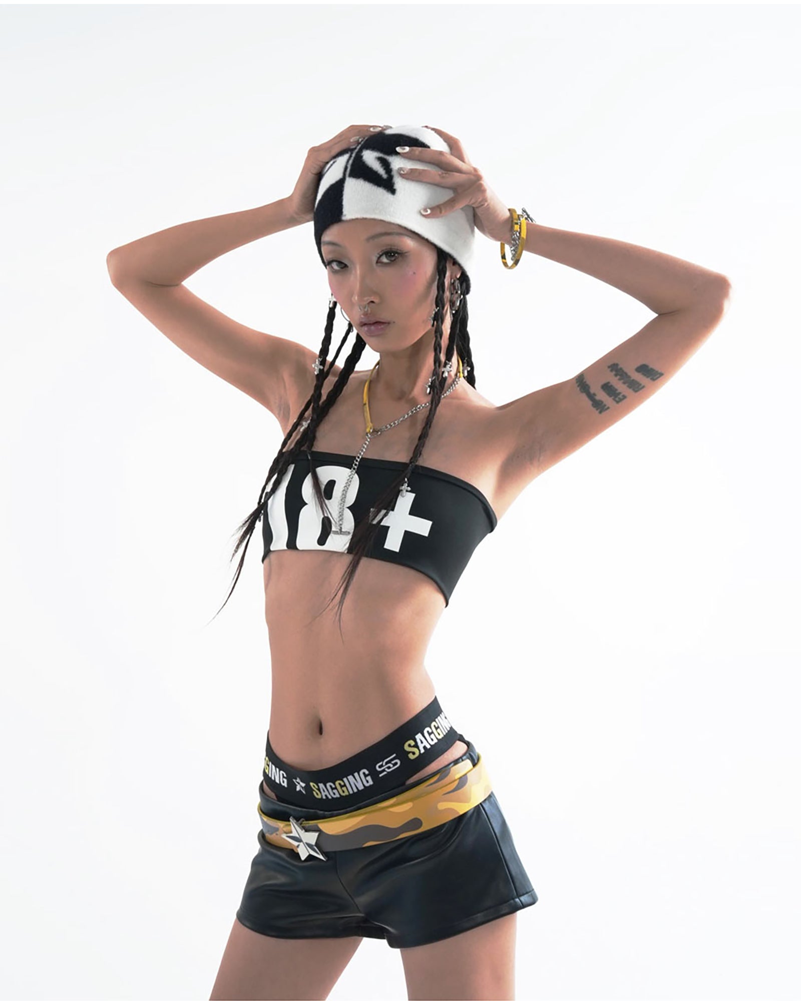 SCHWARZGOLD Star Buckle Camo Leather Belt