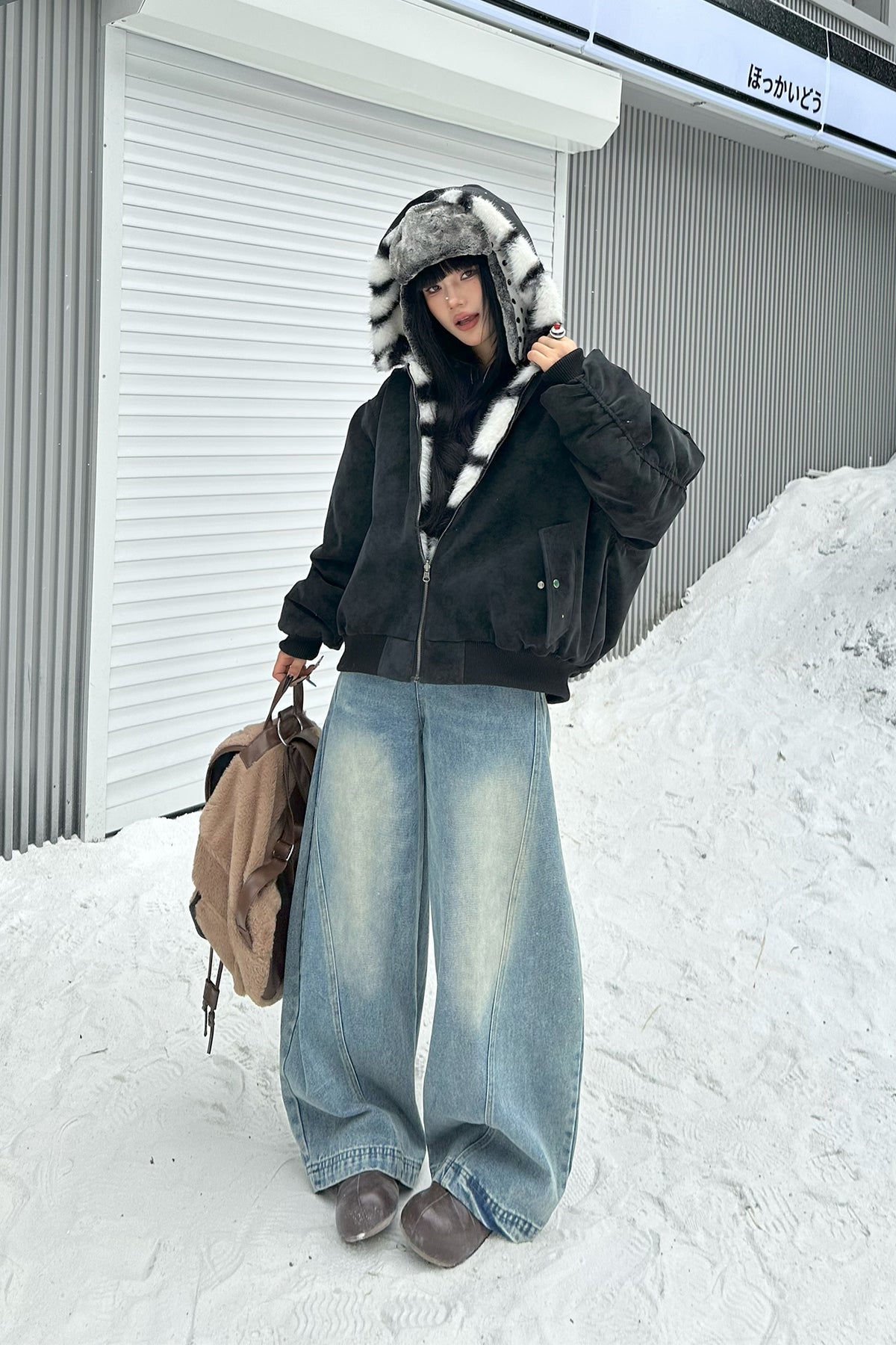 FREE CENTER Reversible Hooded Puffer Jacket