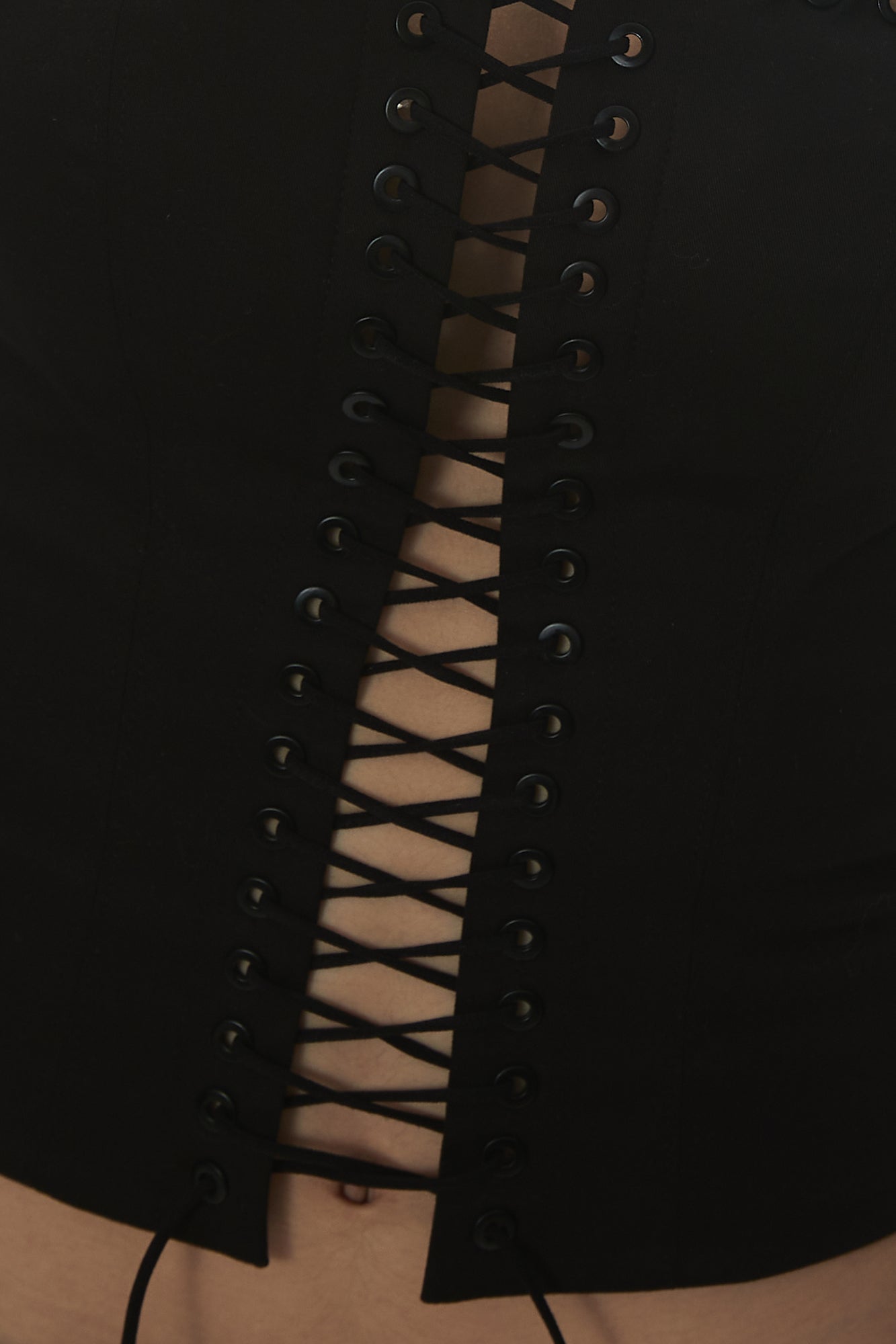 MILLIONLOTUS Lace-Up Tube Top & Double-Belt Fringe Skirt Set