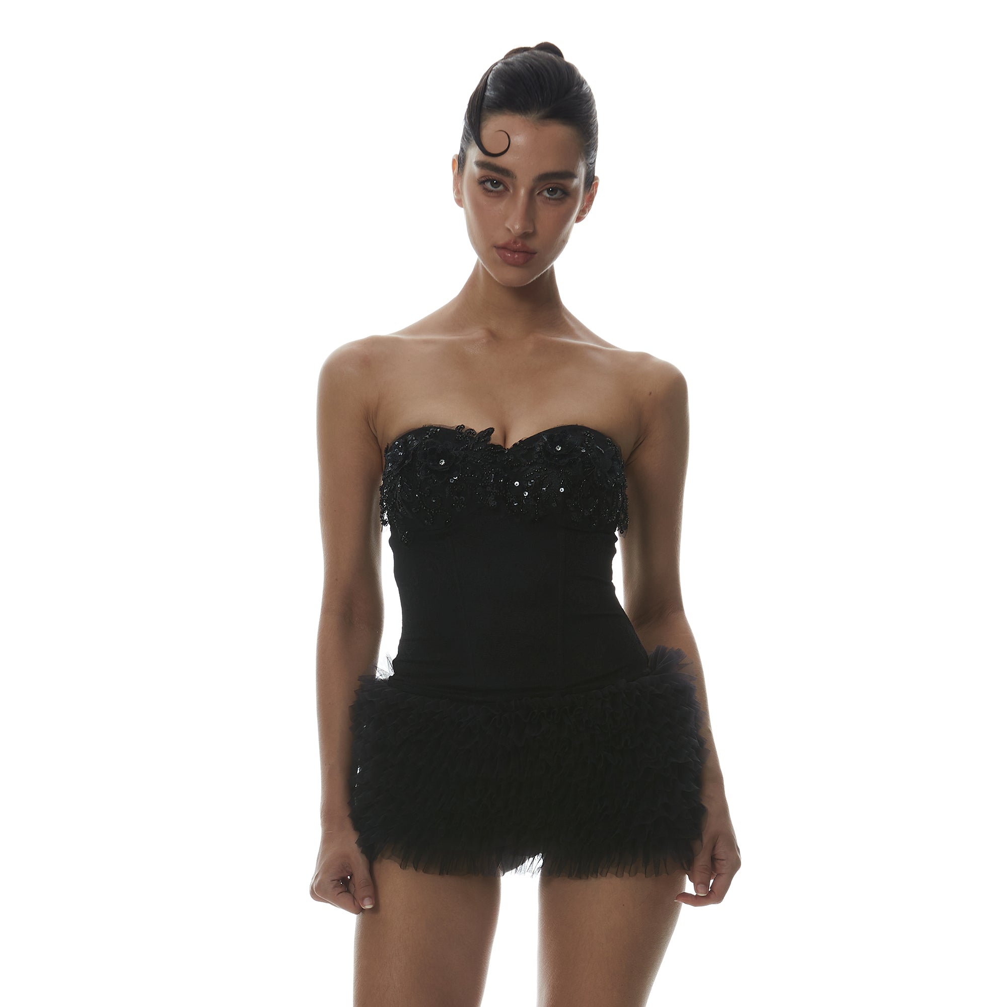 MILLIONLOTUS Embroidered Corset & Hip-Sculpting Mini Skirt Set