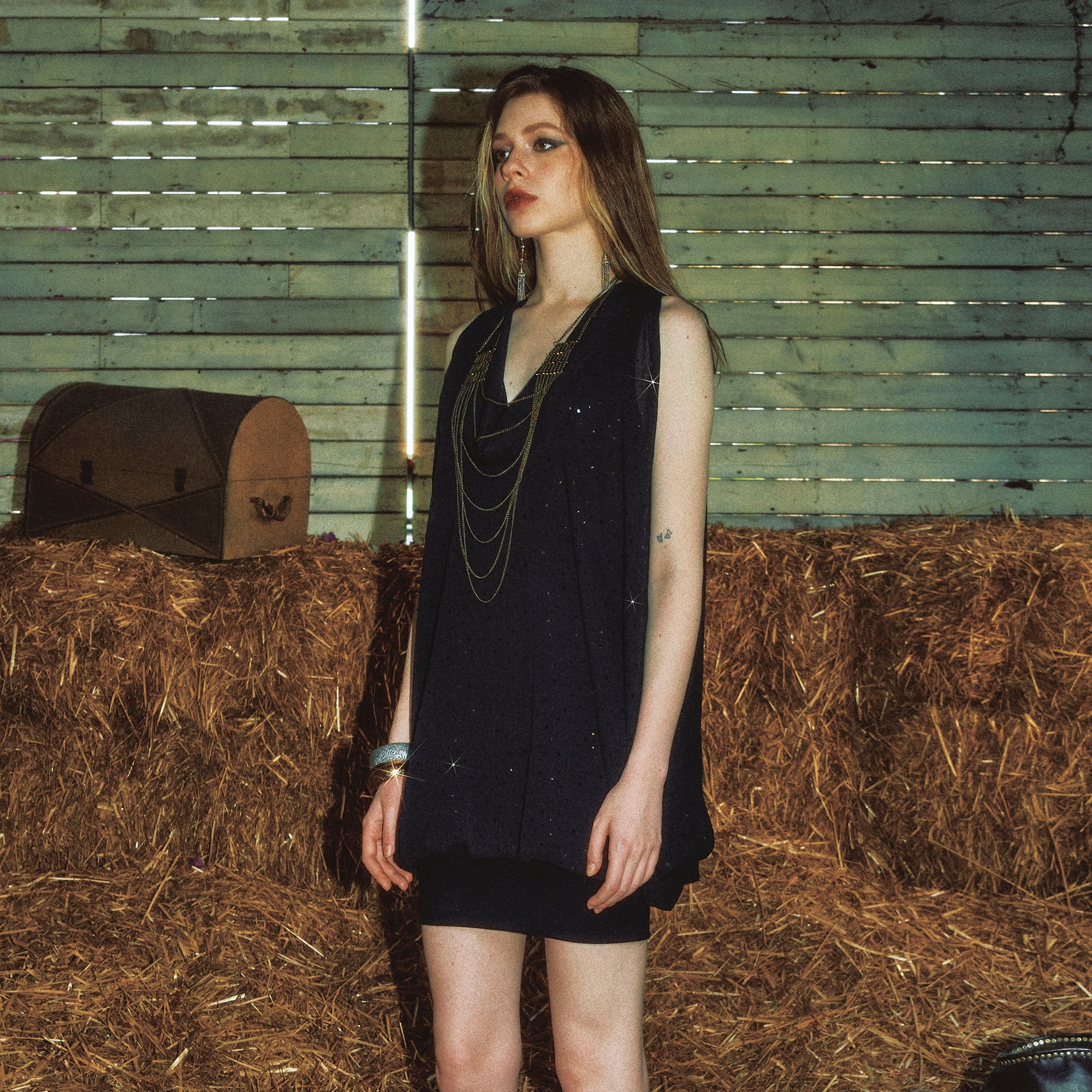 NINETYNINE PERCENT Diamond Draped Layered Sleeveless Mini Dress