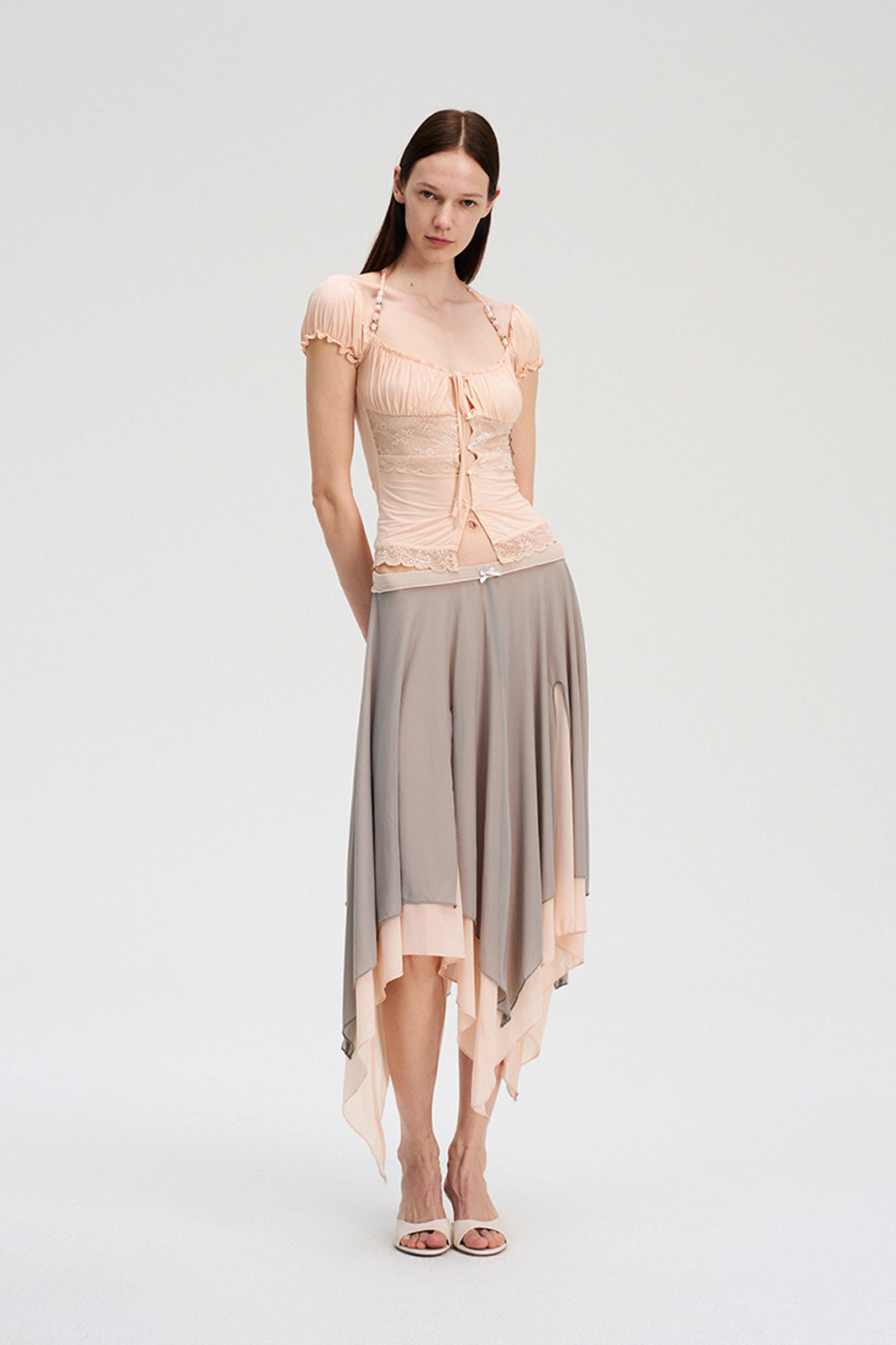 DOTYEARS Beaded Strap Lace Tie-Front Cardigan