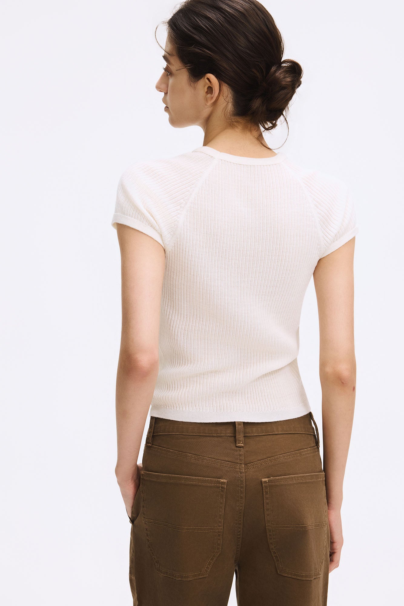ARTIFICIAL WORLD Ribbed Slim Cropped T-Shirt