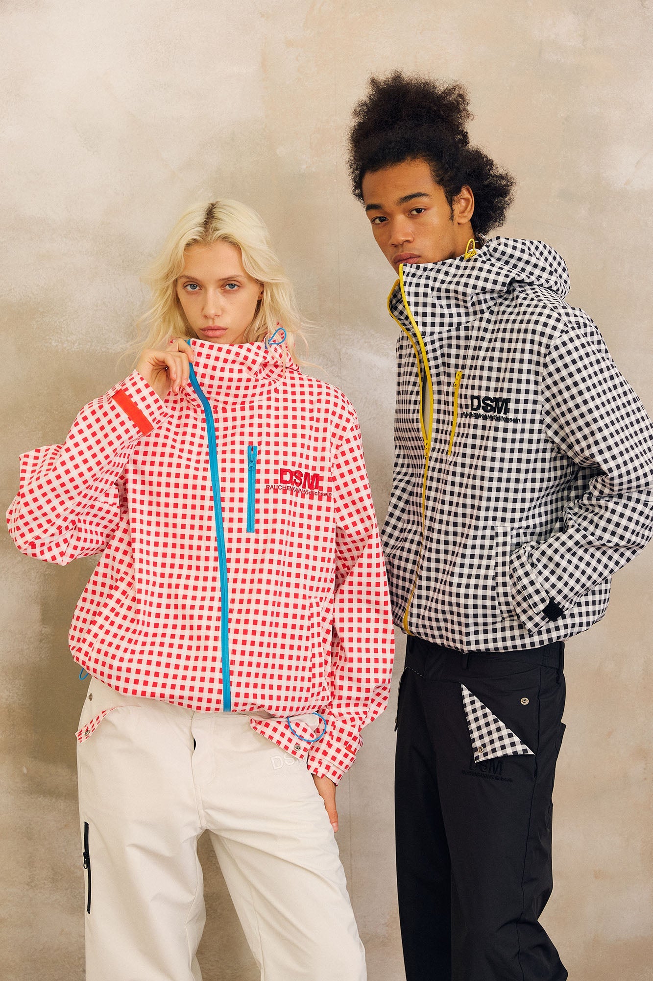 DONSMOKE Diagonal-Zip Check Teflon Windbreaker