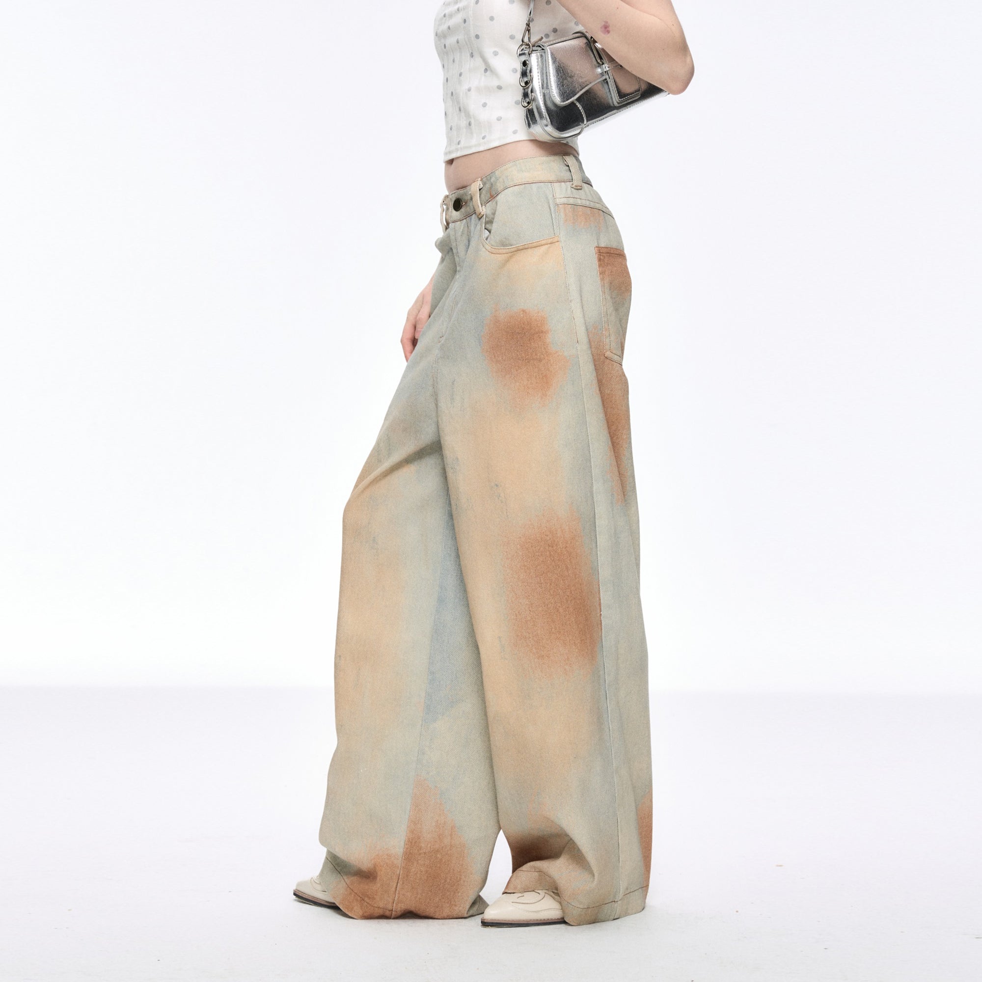 10AMSOTIIIIIIRED Classic Painterly Wash Wide-Leg Jeans