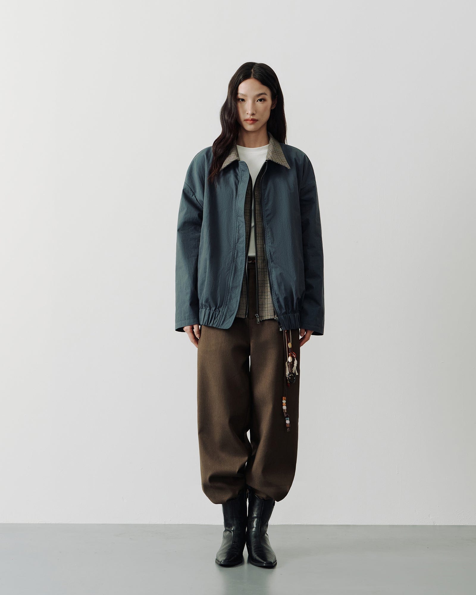 SAME FLOW Retro Reversible Plaid Layered Jacket