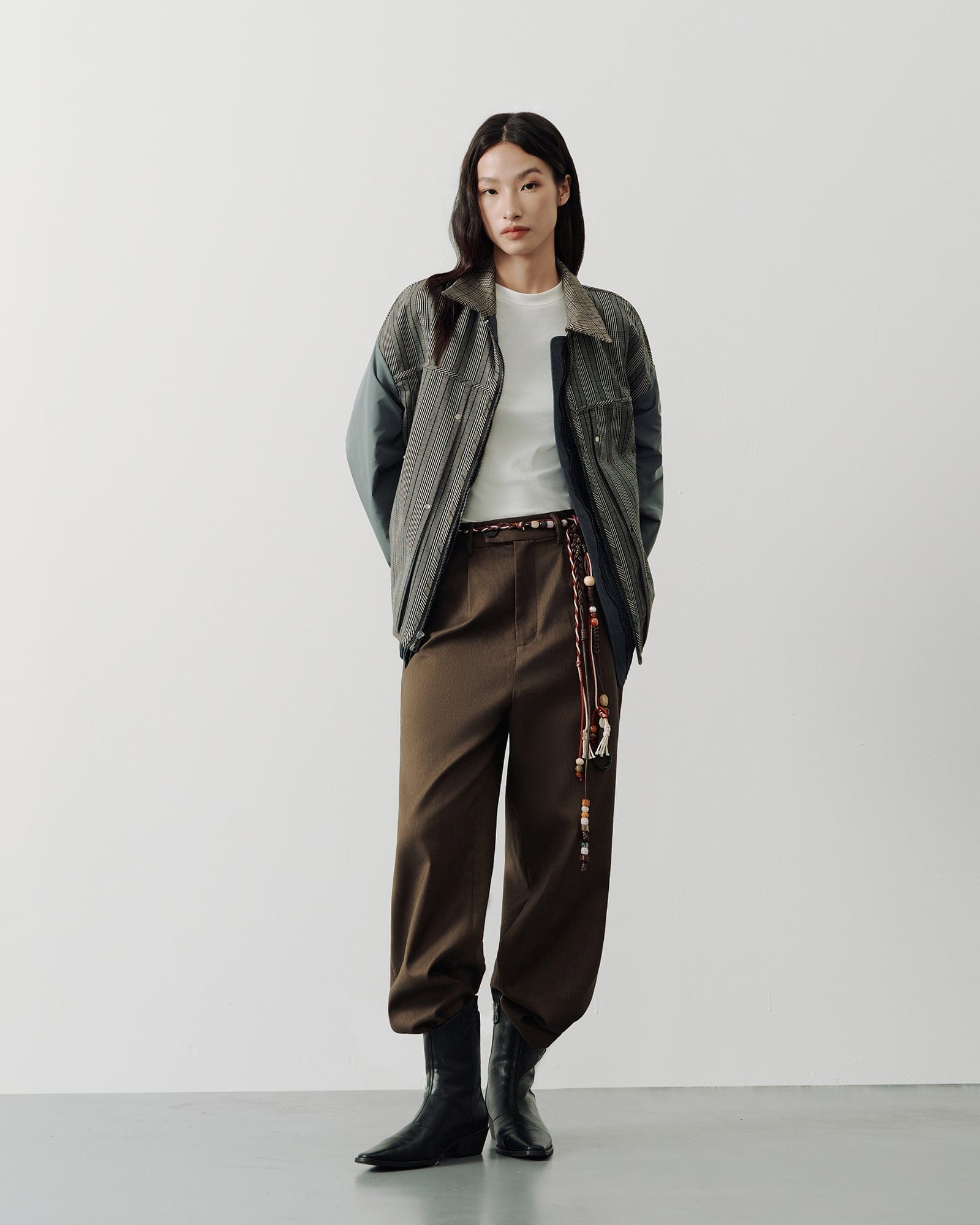 SAME FLOW Retro Reversible Plaid Layered Jacket