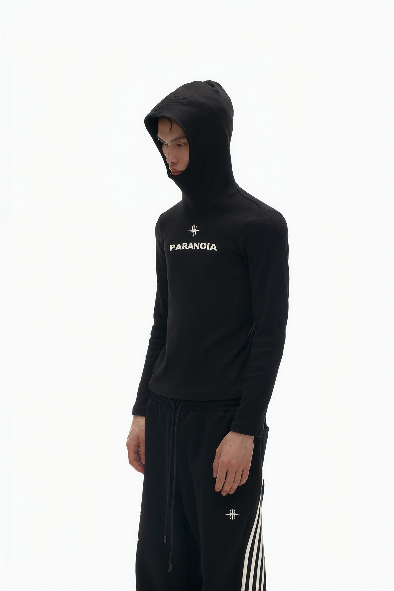 SAVAGEGROWTHWORLD Paranoia Graphic Balaclava Slim Hoodie, premium urban and streetwear designers apparel on PROJECTISR.com, SAVAGEGROWTHWORLD