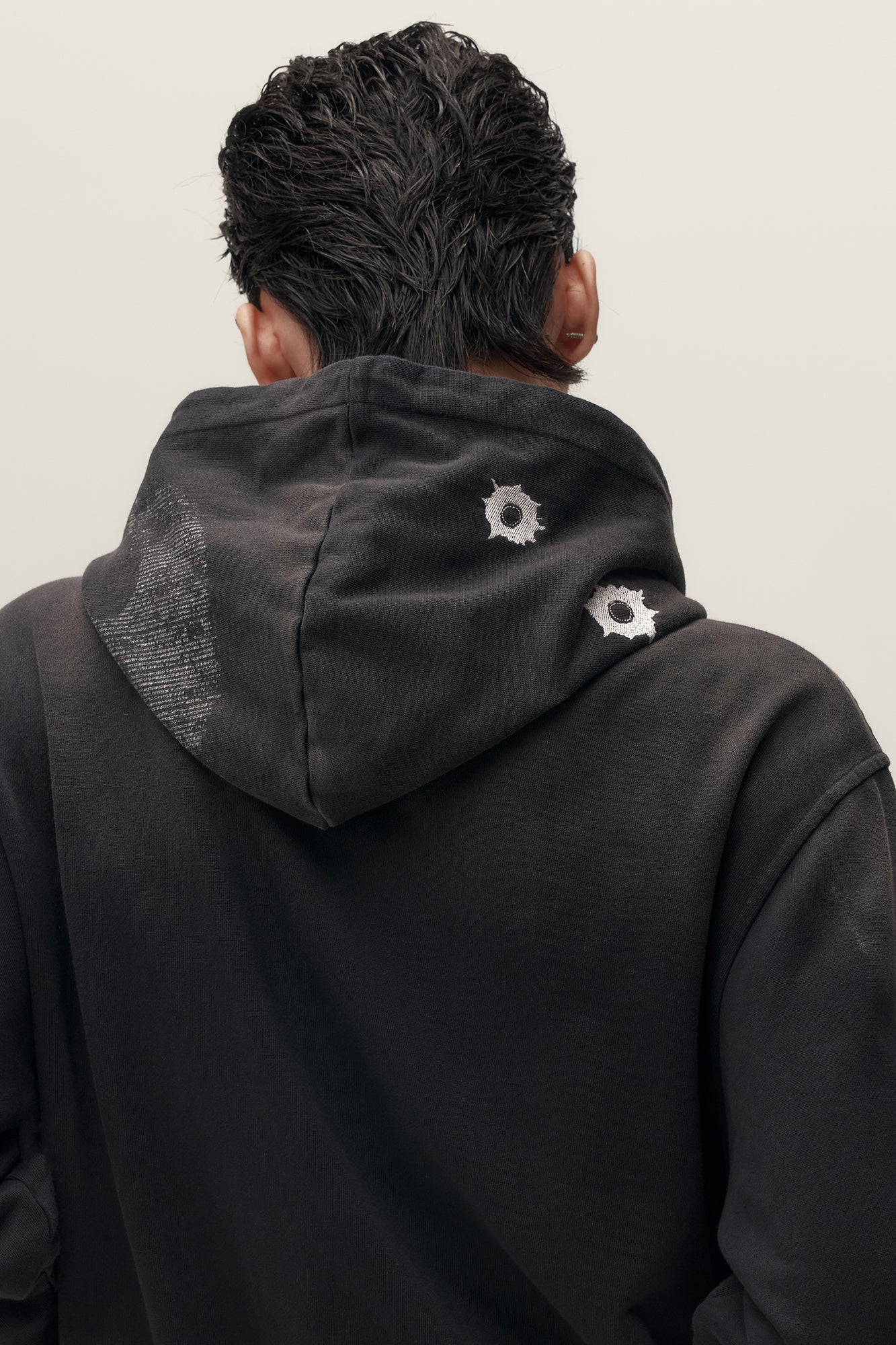 SAVAGEGROWTHWORLD Bullet Hole Graphic Washed Zip-Up Hoodie, premium urban and streetwear designers apparel on PROJECTISR.com, SAVAGEGROWTHWORLD