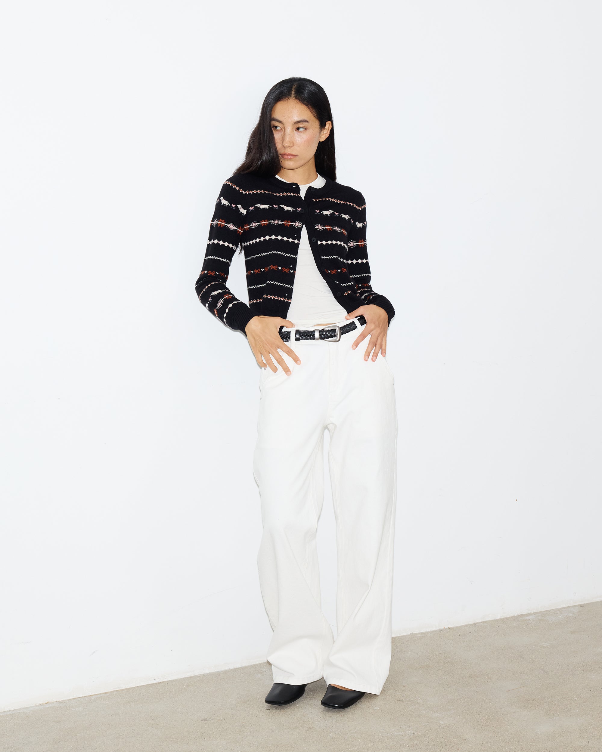 PCLA Fair Isle Puppy Wool-Blend Cardigan