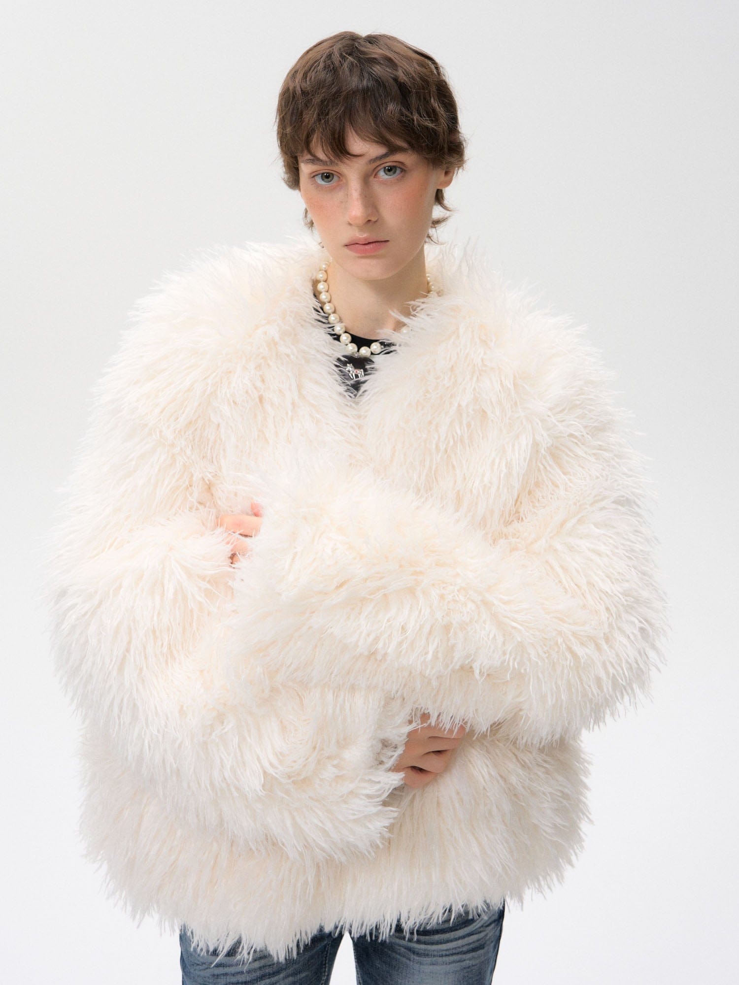 10AMSOTIIIIIIRED Reversible Full-Print Faux Fur Trim Jacket