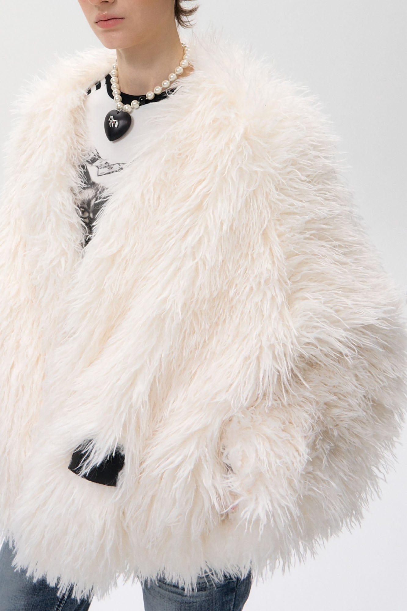 10AMSOTIIIIIIRED Reversible Full-Print Faux Fur Trim Jacket